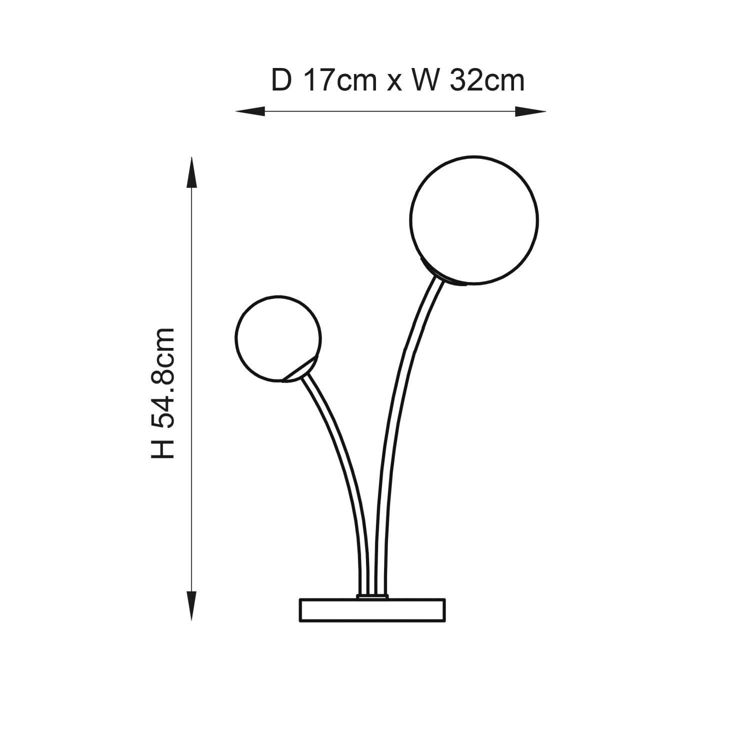 Tischlampe Metall Glas 54,8 cm hoch in Messing Weiß 2x G9