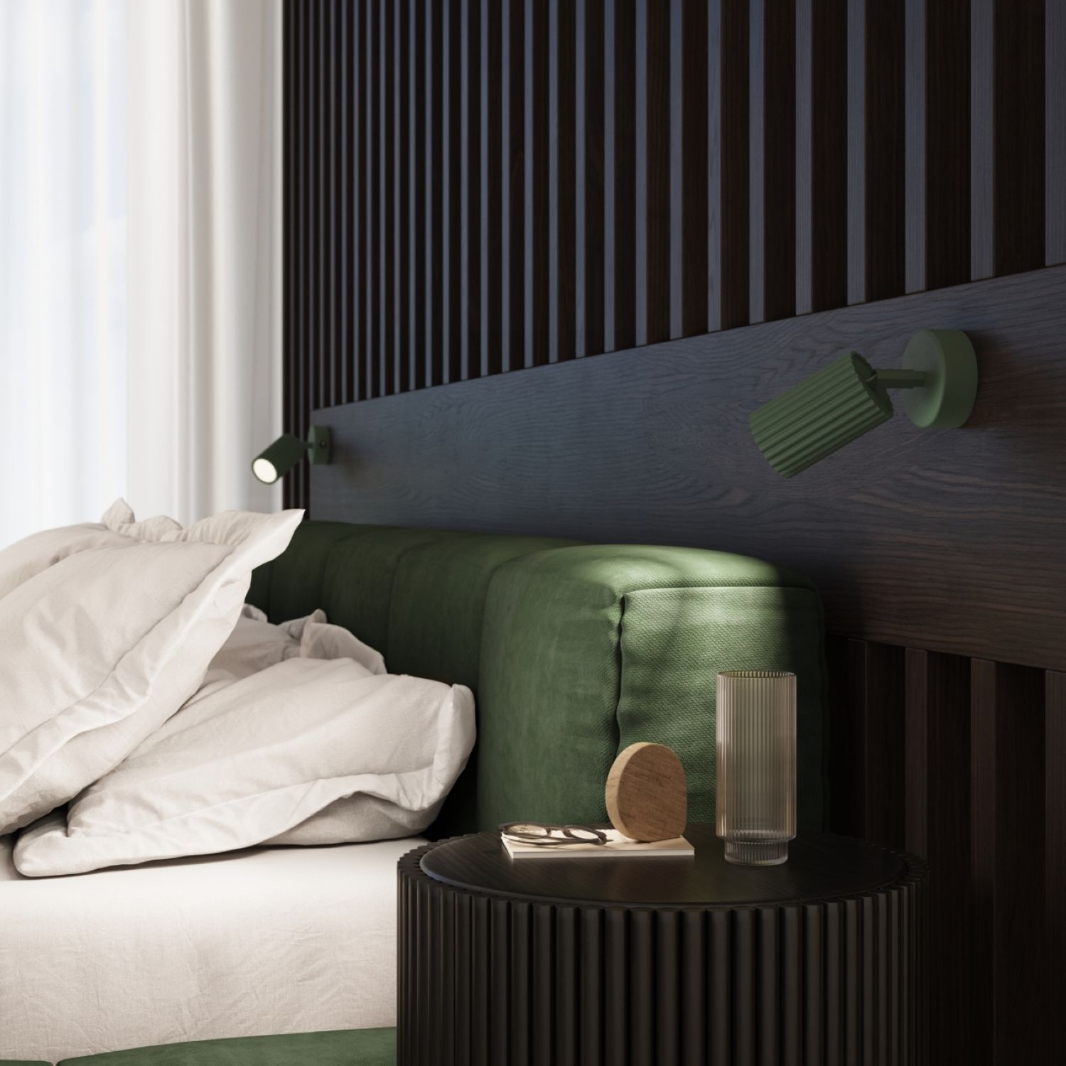 Wandlampe Modern Grün GU10 B:8 cm Alu schwenkbar Innenarchitektur, Kissen, Dekoration für Zuhause, Holzpaneele