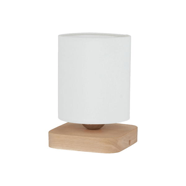 Tischlampe, Holzbasis, Weißer Lampenschirm, Kegelform, Nachttischlampe