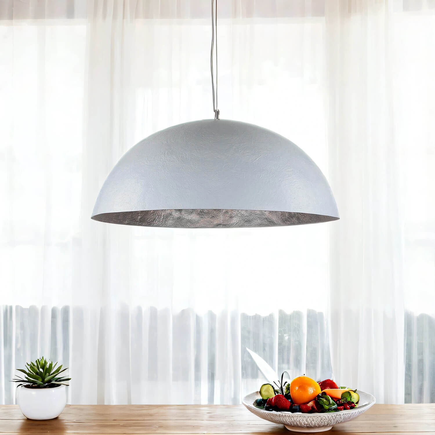 Große Hängeleuchte Ø70cm rund Modern Design Silber