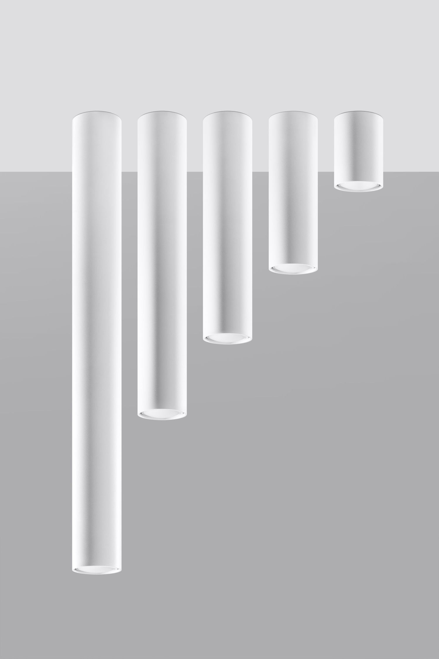 Hohe Deckenlampe Weiß 60 cm Ø 6 cm schmal GU10