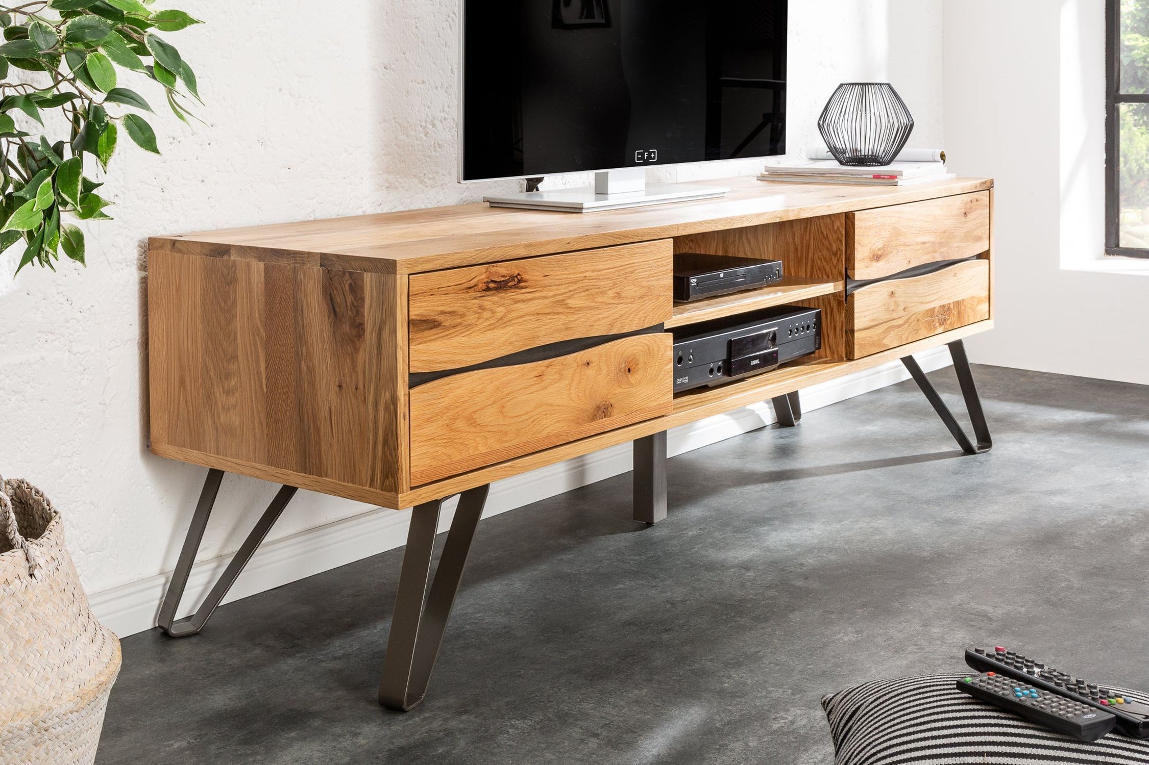 TV Lowboard Holz 160 cm breit Industrial Design PATRICIA