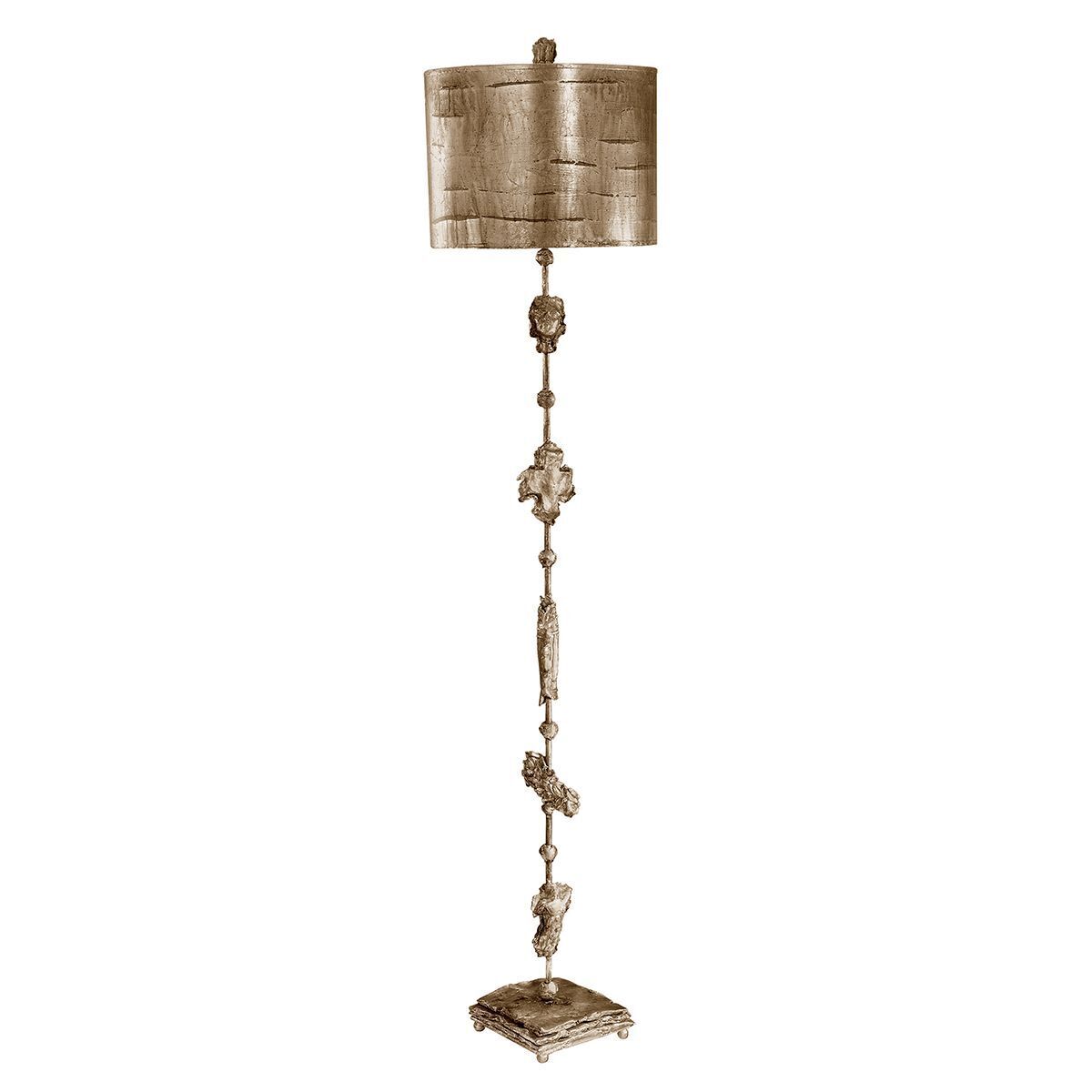 Edle Stehleuchte GENEVOTE 170 cm Blattsilber Wohnzimmer Lampe, Lampenschirm