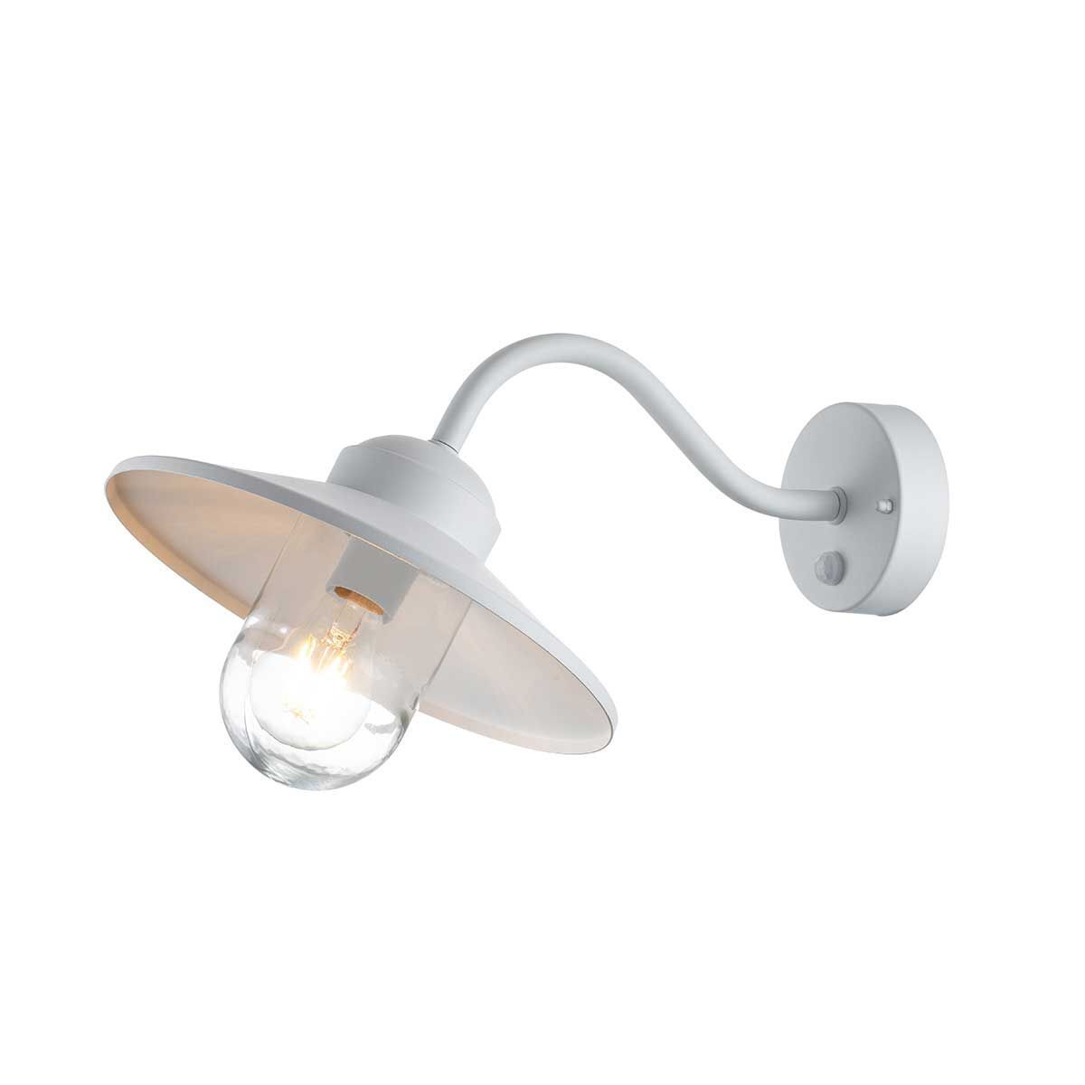 Wandlampe außen Bewegungssensor Edelstahl Glas IP44 E27 Weiß