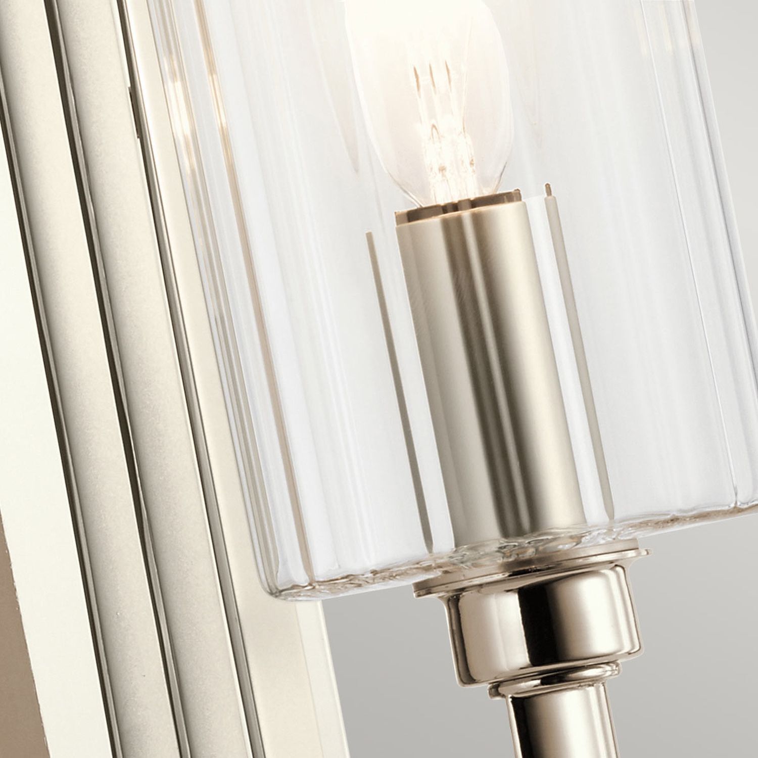 Wandlampe Metall Glas E14 35,5 cm hoch Nickel poliert