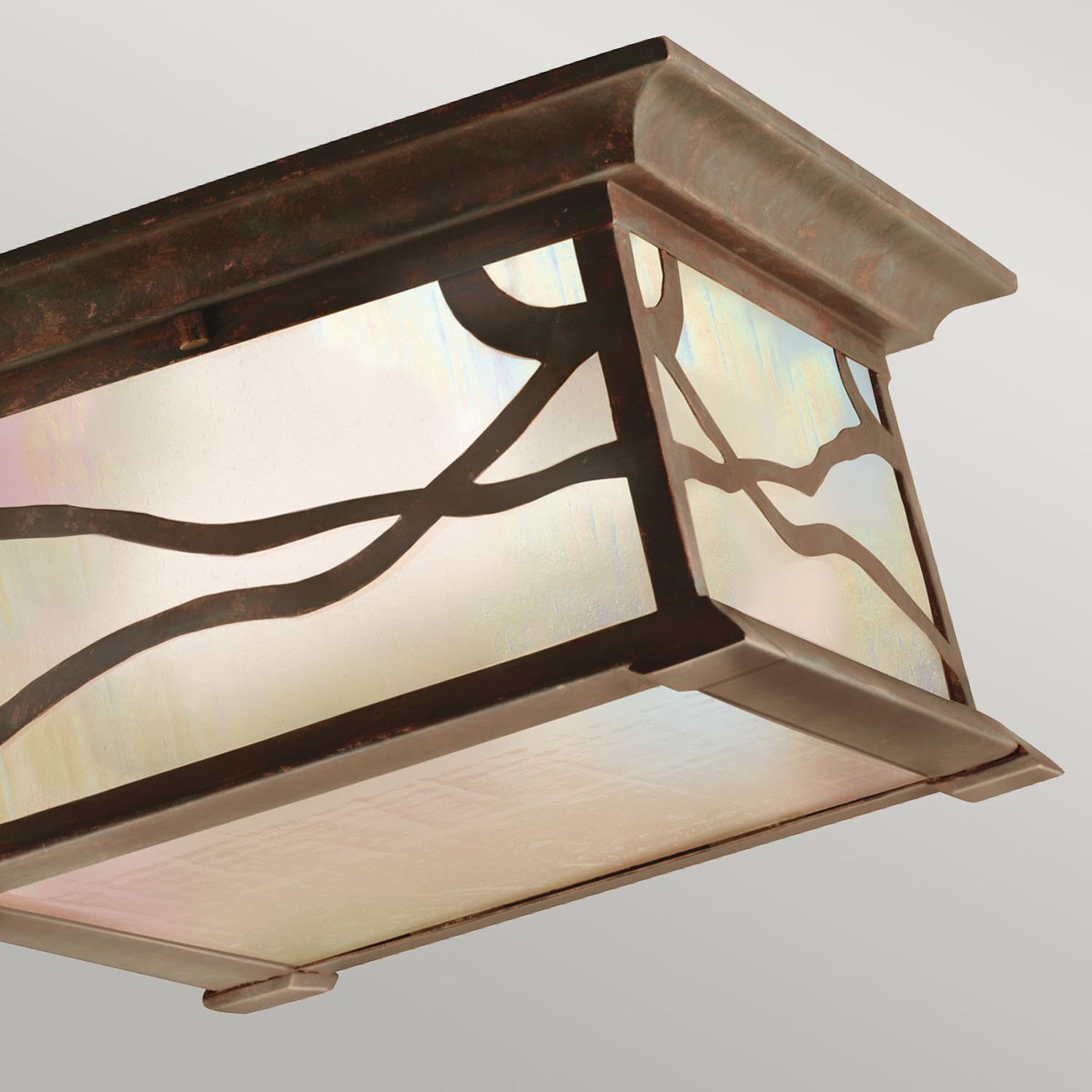 Deckenlampe außen B: 29,8 cm IP44 2x E27 in Kupfer Antik