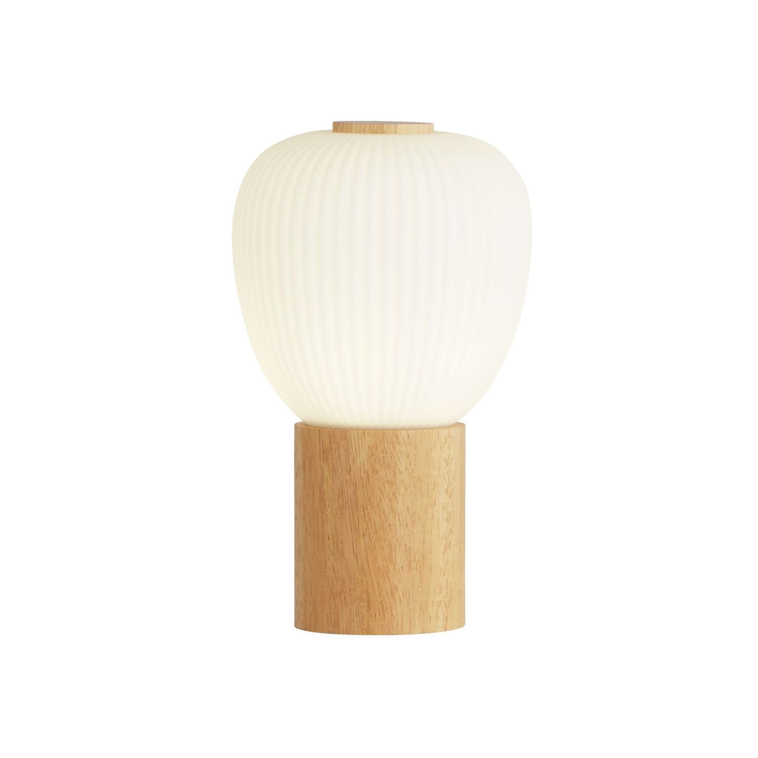 Tischleuchte klein H: 25 cm Ø 14,5 cm Glas Holz E14