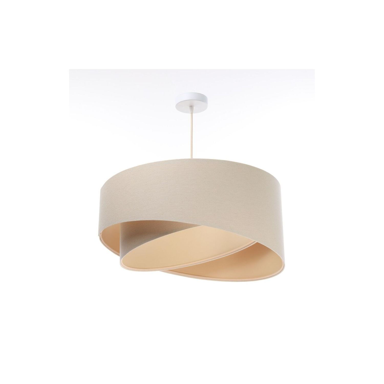 Hängeleuchte Creme Beige Leinen E27 rund Ø 50 cm
