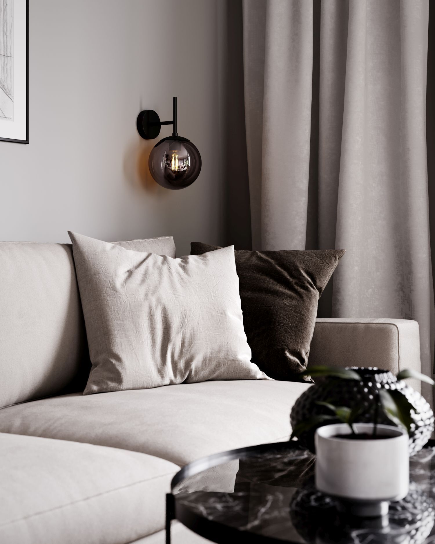 sofa, couch, wohnzimmer, kissen, wandlampe