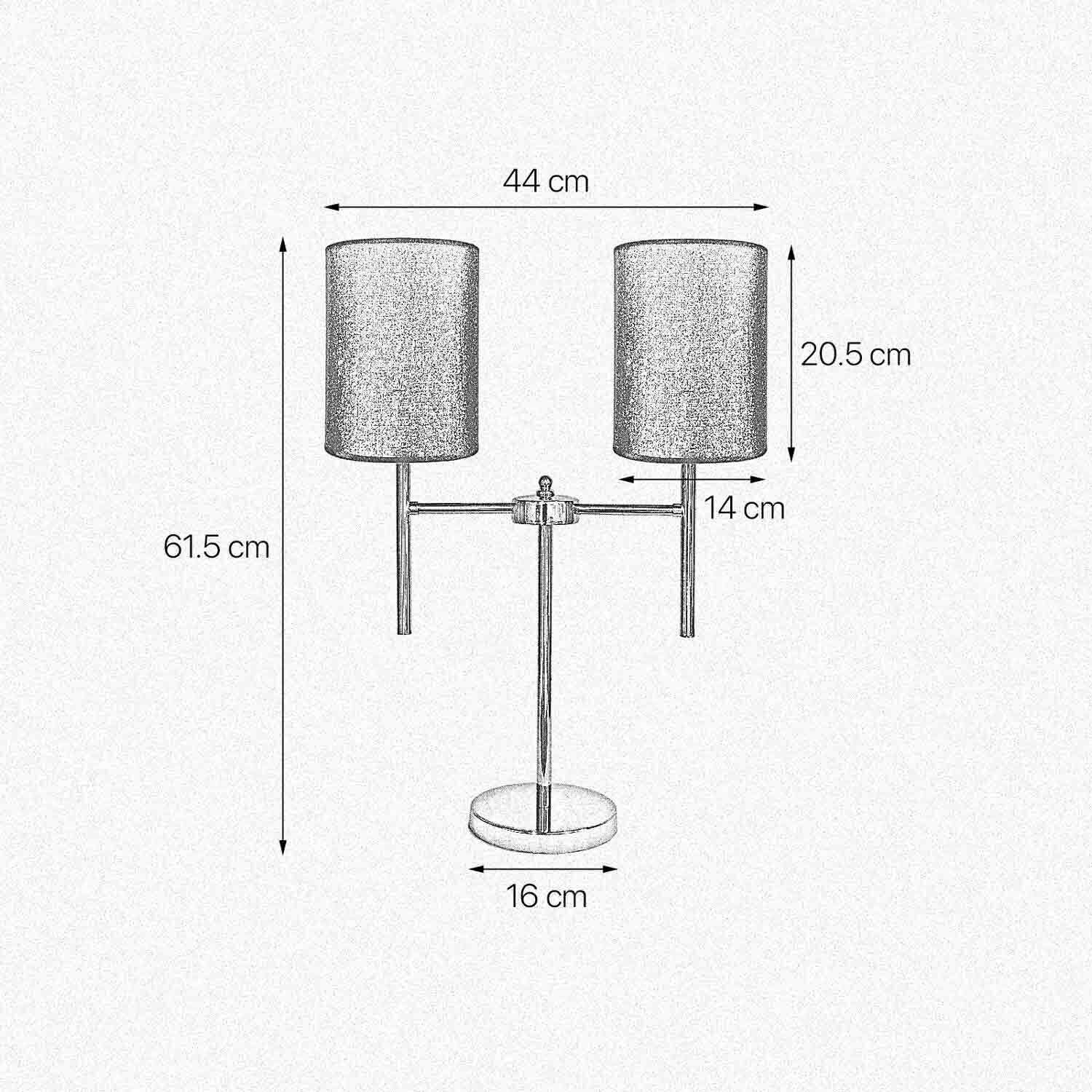 Nachttischleuchte 2-flammig E27 61,5 cm Stoff Messing