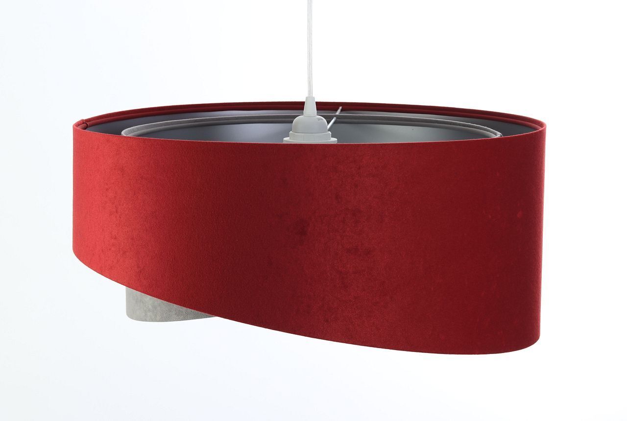 Hängeleuchte Stoff Ø 50 cm Rot-Braun Grau Silber Velours Optik