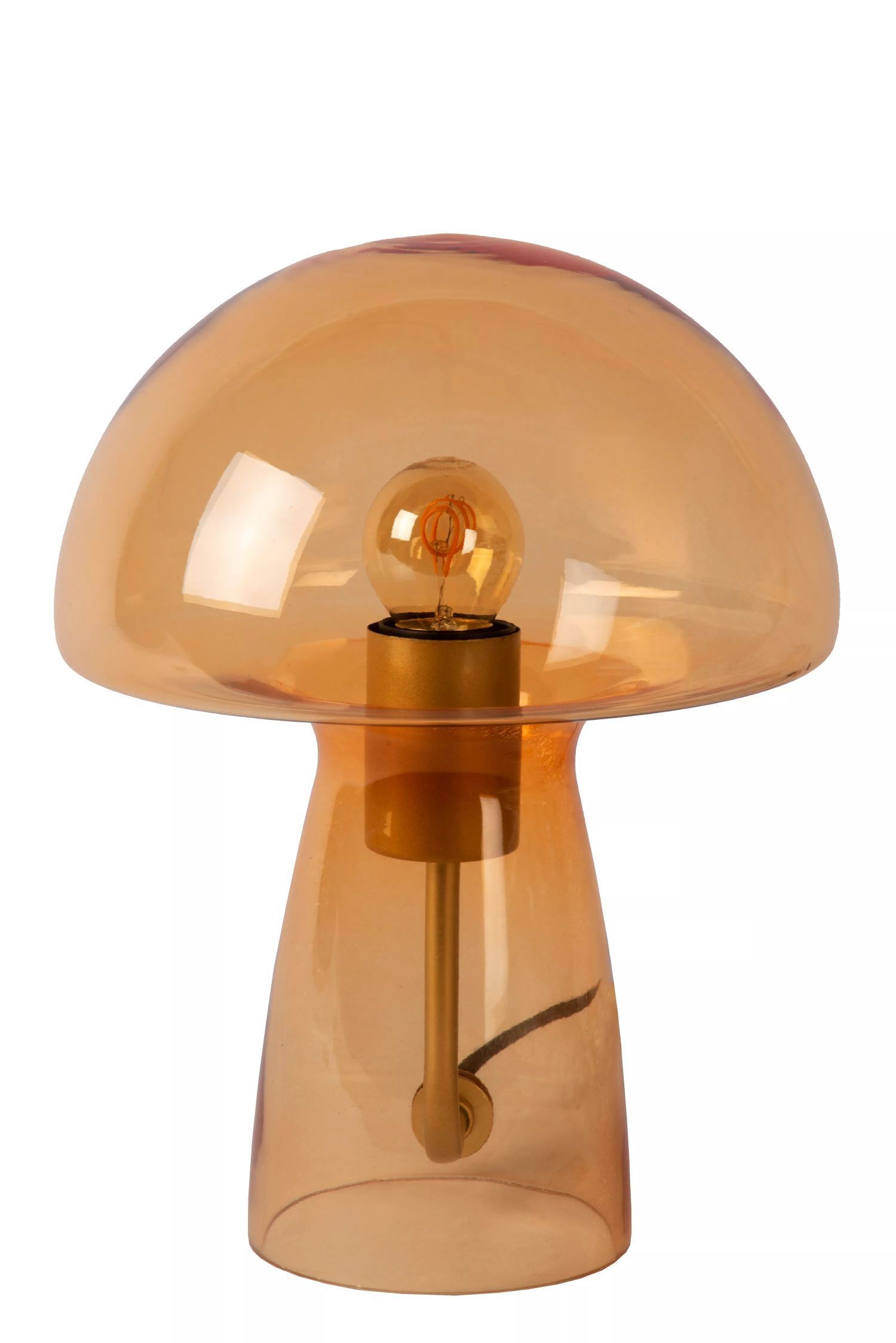 Pilz Tischlampe Glas Orange 28 cm klein E27 Retro