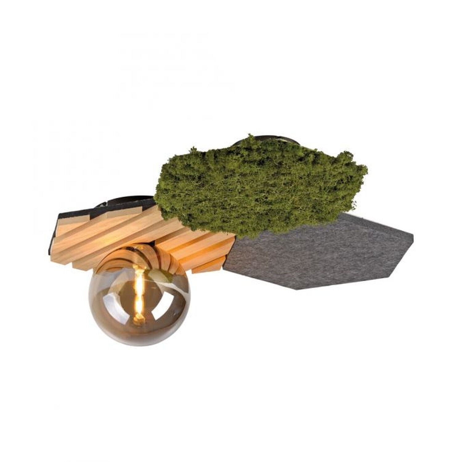 LED Deckenleuchte Filz Eiche Moos Rauchglas G9 blendarm