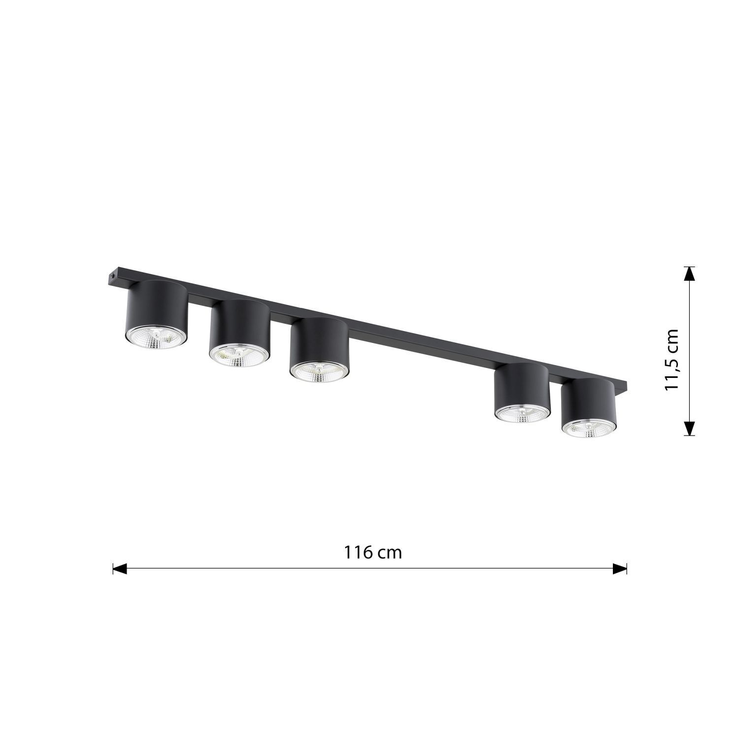 Deckenleuchte Schwarz 116 cm lang Metall 5-flammig GU10 AR111