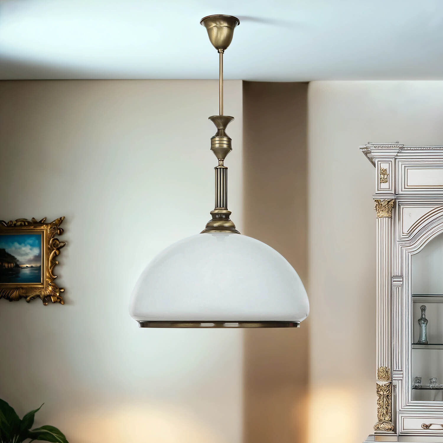 Deckenleuchte ASPERO In Bronze/Creme – Jugendstil Design, 43 Cm, 3-flamig – Für Wohnzimmer, Esszimmer Oder Flur