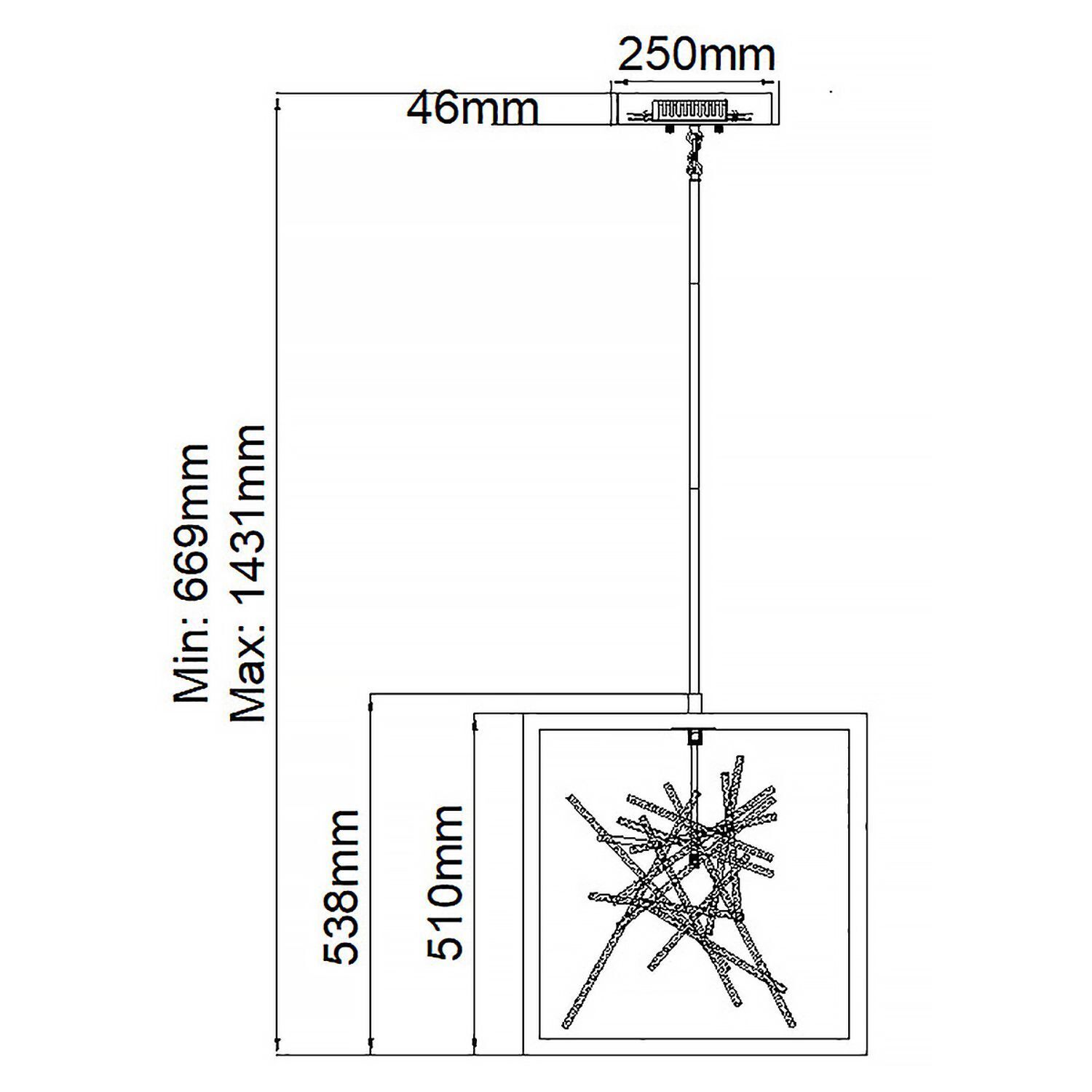 LED Pendelleuchte Metall B: 51 cm H: max. 143,1 cm