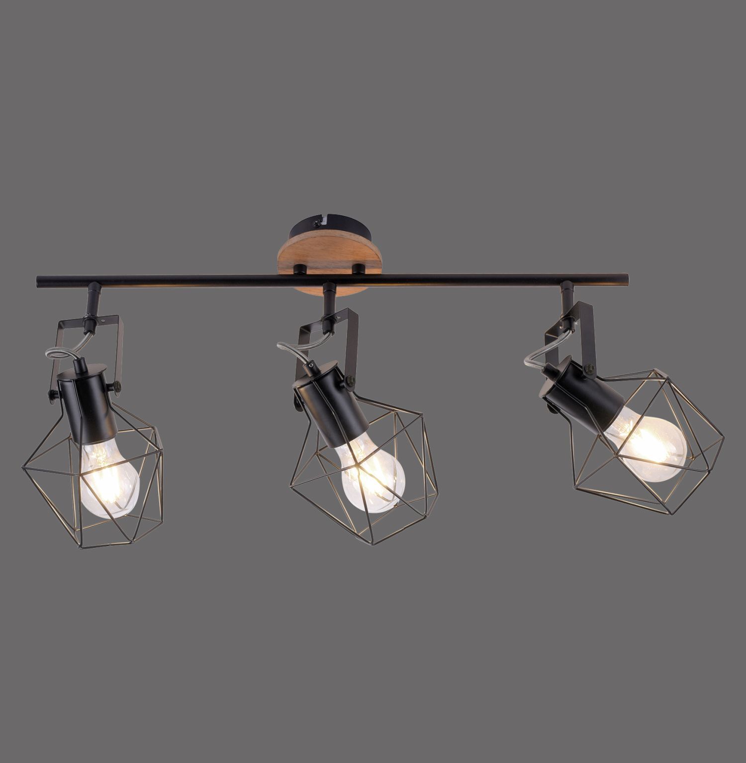 Verstellbarer Deckenspot Holz Metall 83 cm E27 Vintage Leuchte, Beleuchtung, Deckenleuchte