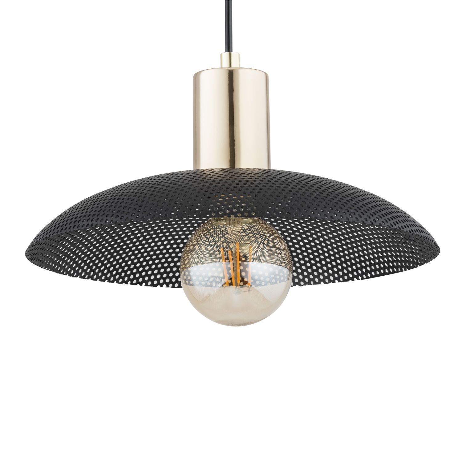 Hängeleuchte Metall Ø 30 cm H: max. 100 cm Schwarz Gold E27