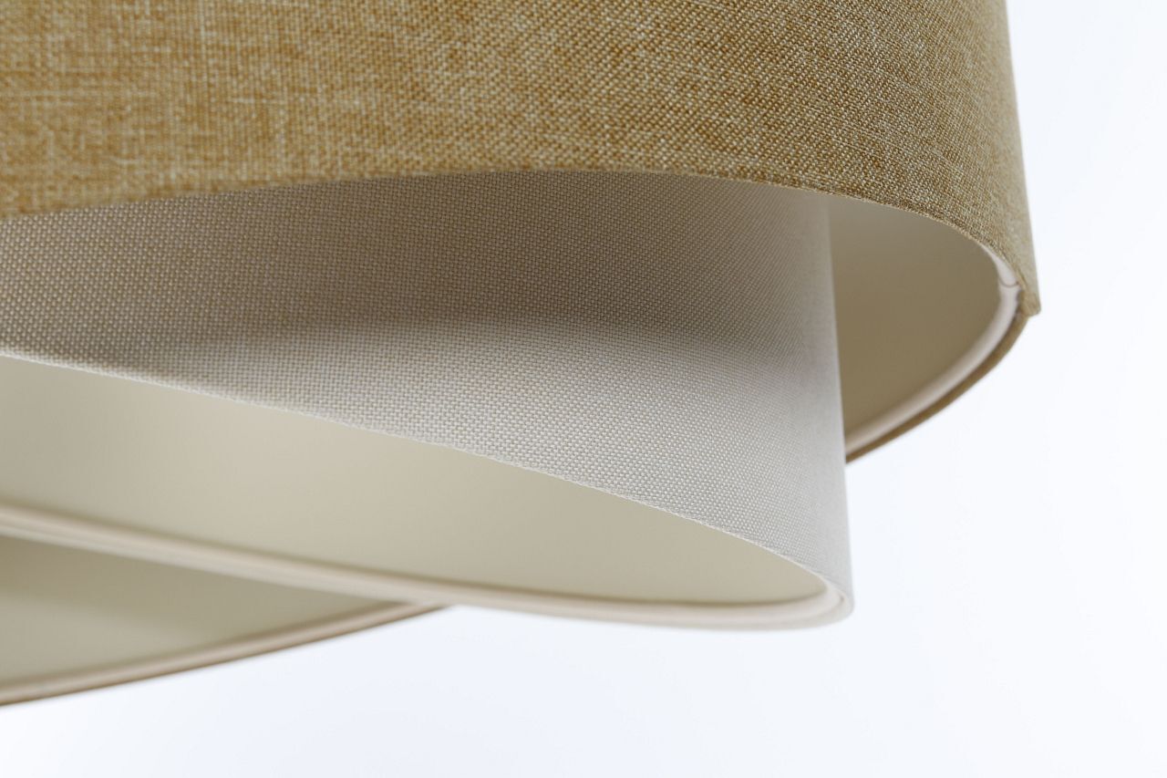 Pendelleuchte rund Ø 60 cm E27 Beige Creme Stoff verstellbar Lampe, Lampenschirm