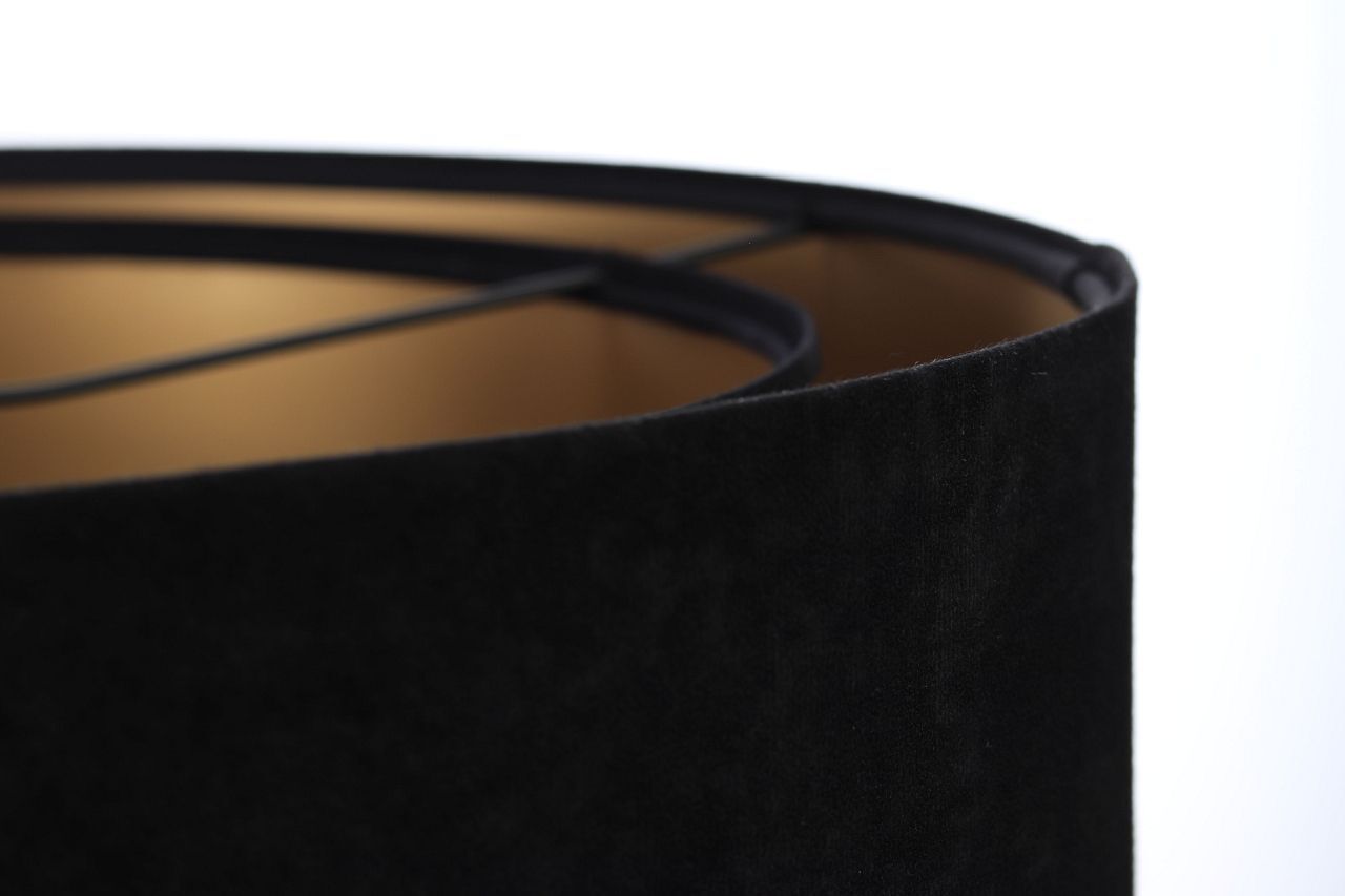 Hängelampe E27 rund Ø 50 cm Schwarz Gold Stoff Spitze Modern