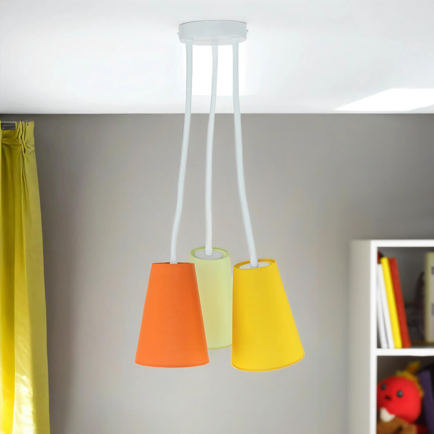 Bunte Deckenlampe 3-flmg Orange Gelb Grün flexibel Lampe