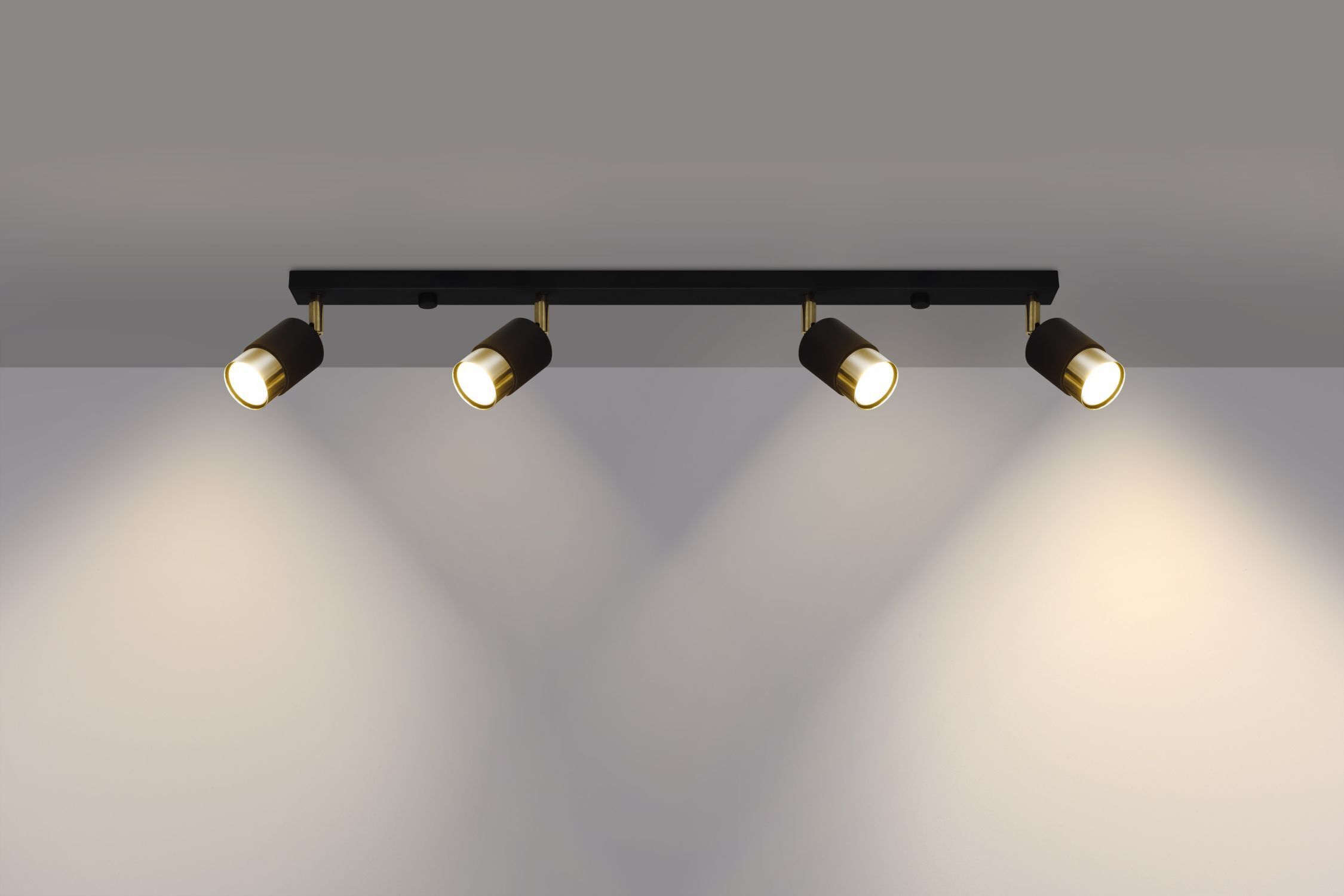 Spot Strahler 4-flammig 81 cm länglich Schwarz Gold GU10