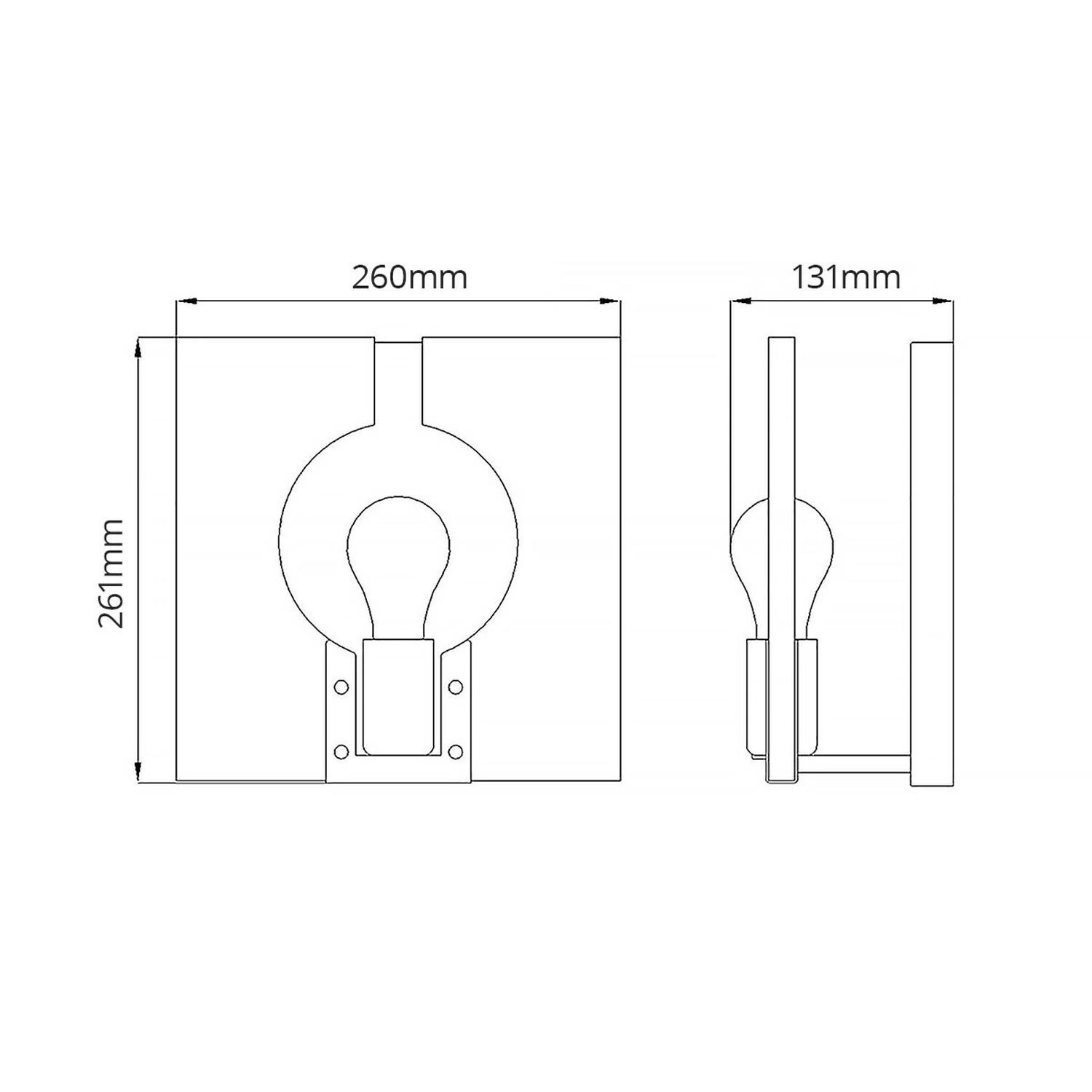 Wandleuchte quadratisch 26,1 cm hoch Nickel poliert E27