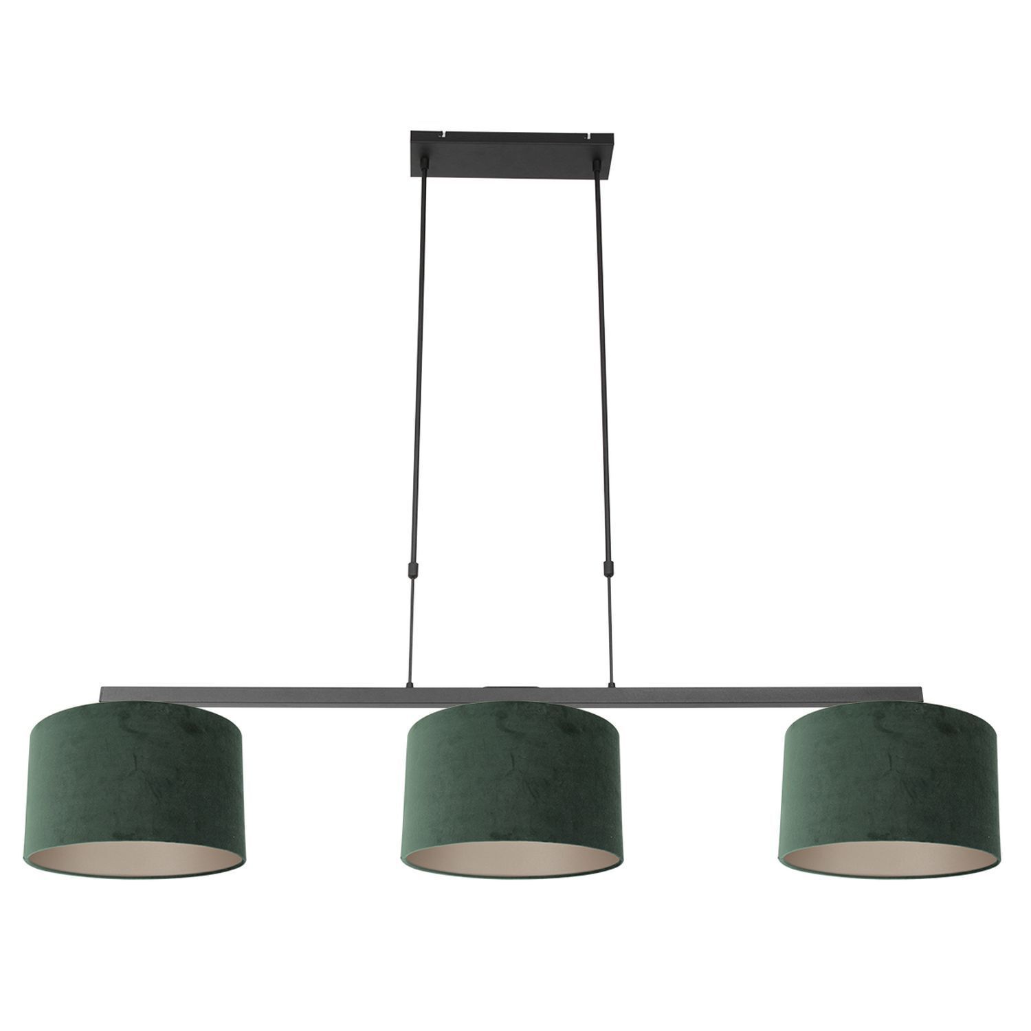 Gemütliche Hängelampe Schwarz Grün Metall Stoff 140 cm