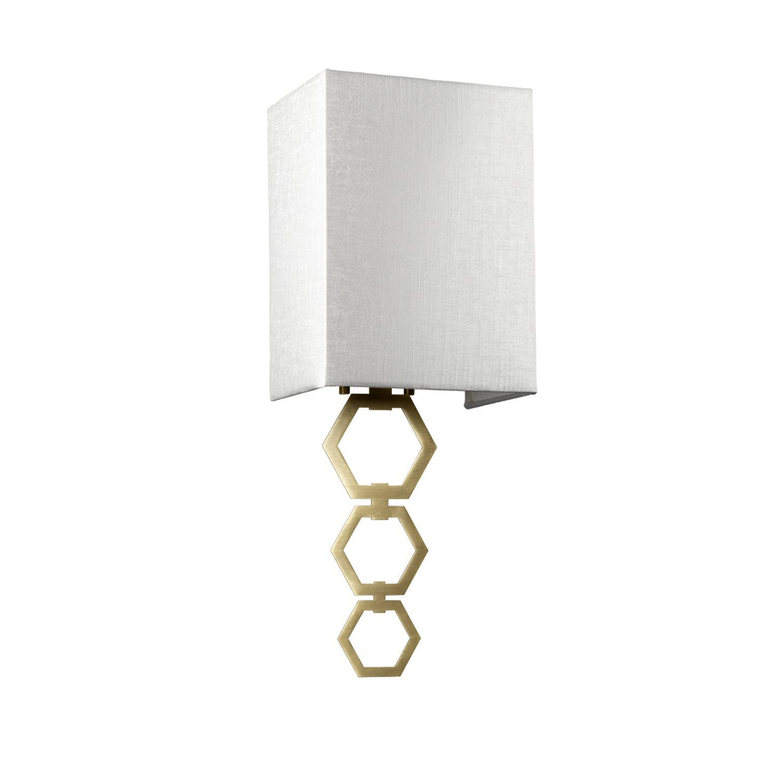 Wandleuchte Stoff Up Down Creme Messing antik Modern