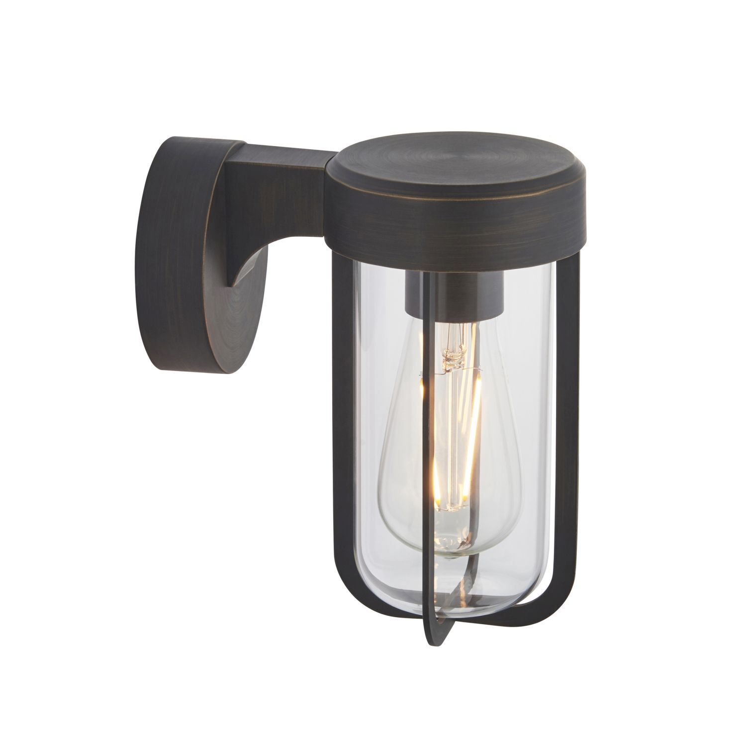 Wandleuchte außen IP44 H: 20,8 cm Alu Glas E27 in Bronze