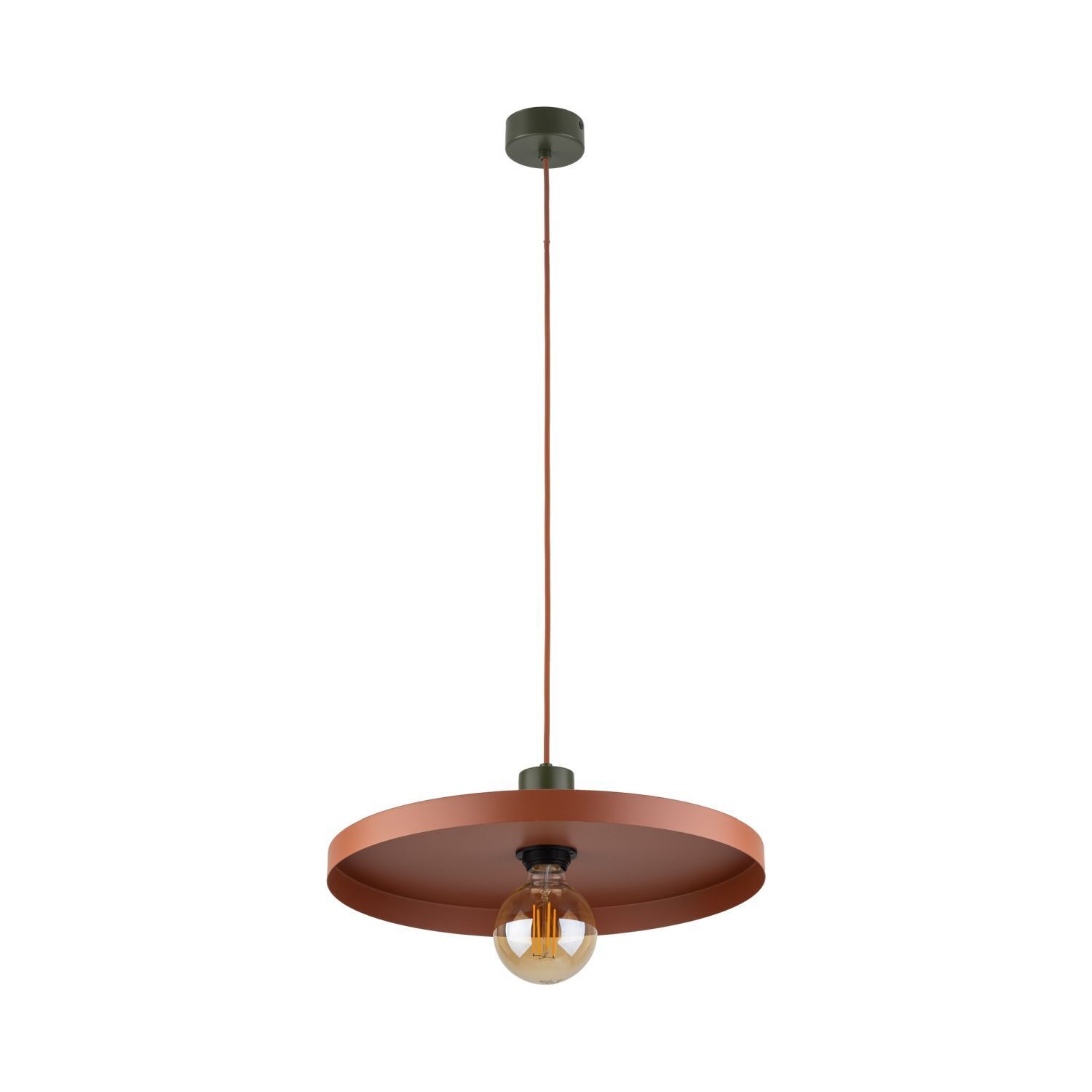 Runde Hängelampe E27 Ø40 cm Vintage Braun Ziegelrot