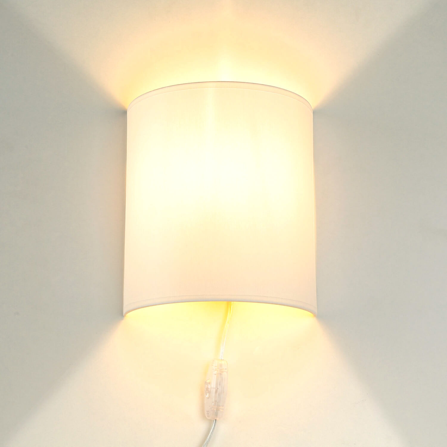 Stoff Wandlampe mit Kabel Schalter Weiß ALICE