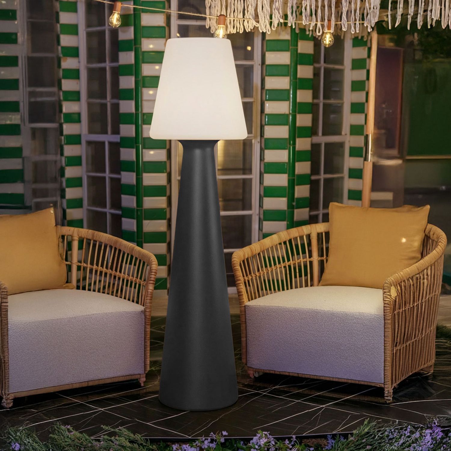 LED Akku Stehlampe dimmbar IP65 3000-6500 K Anthrazit Tischleuchte, Außenbereich, Standlampen, Dreibein-Lampe, Lounge Möbel