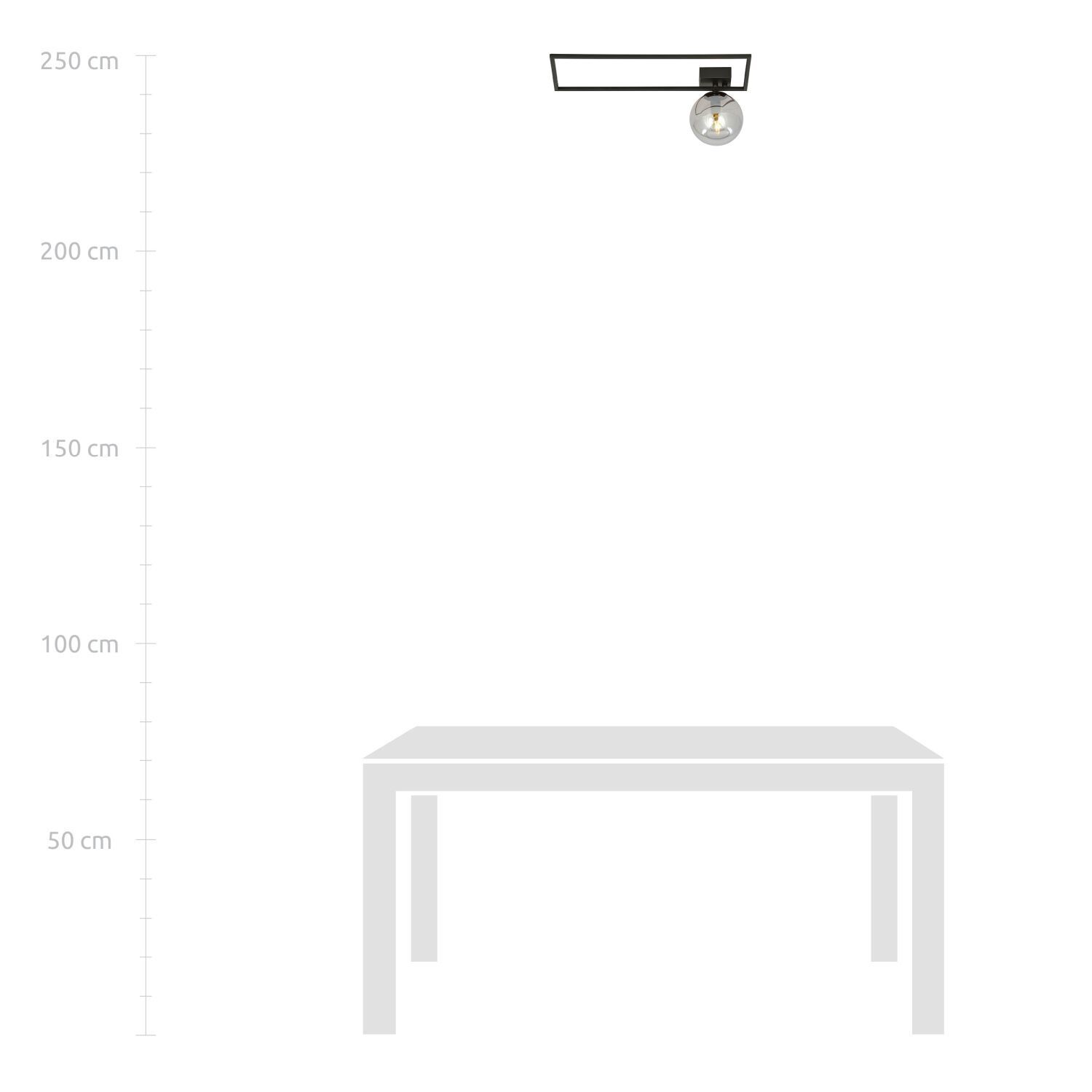 Deckenlampe Kugelschirm L: 50 cm Schwarz Grau E14 Glas Metall