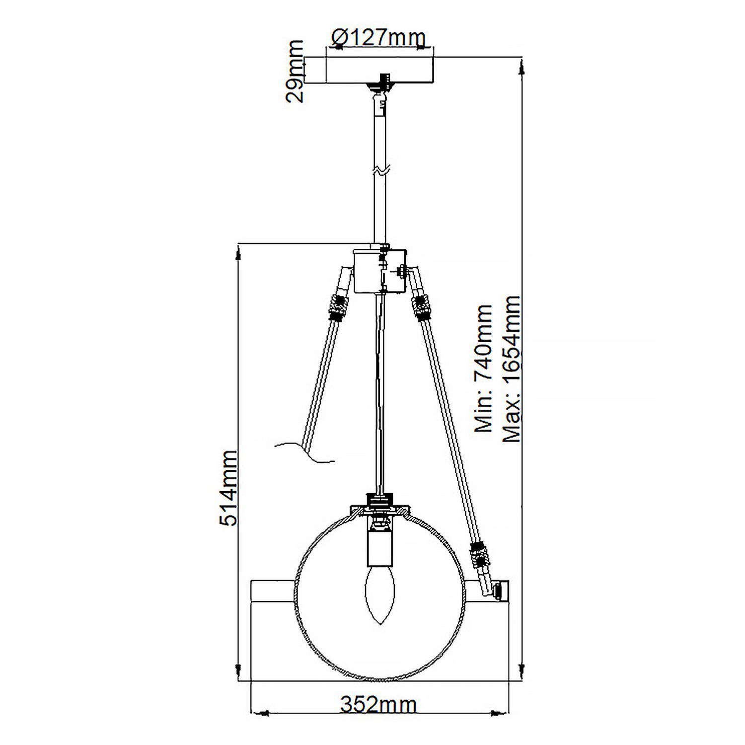 Pendelleuchte Metall Rauchglas rund Ø 35,2 cm E14 ELION Stativ