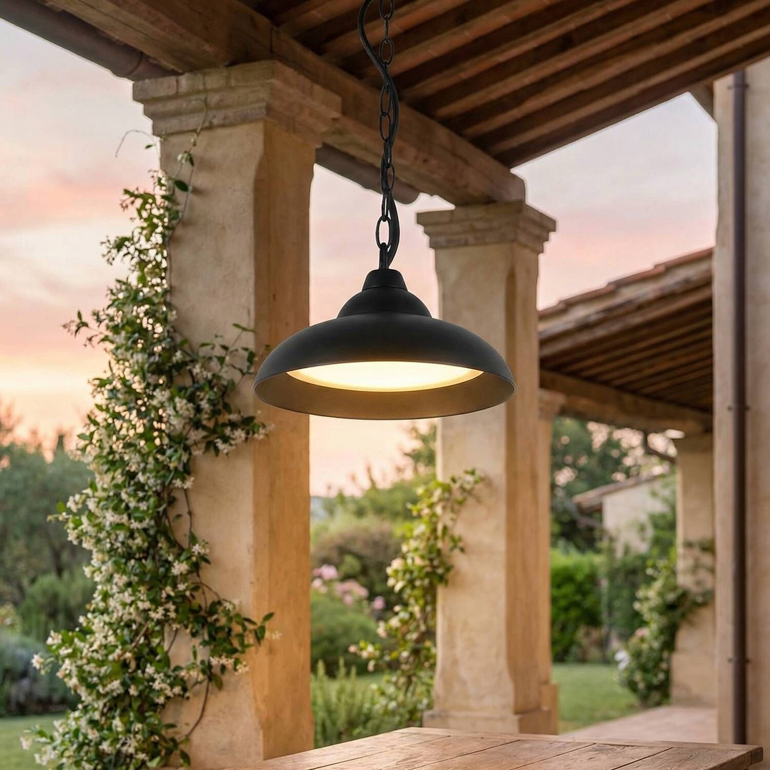 LED Hängelampe außen Schwarz IP54 3000 K 1200 lm