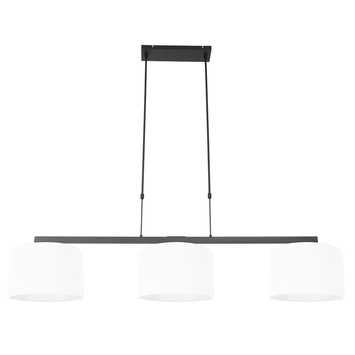 Pendelleuchte Metall Stoff Schwarz Weiß 140 cm blendarm