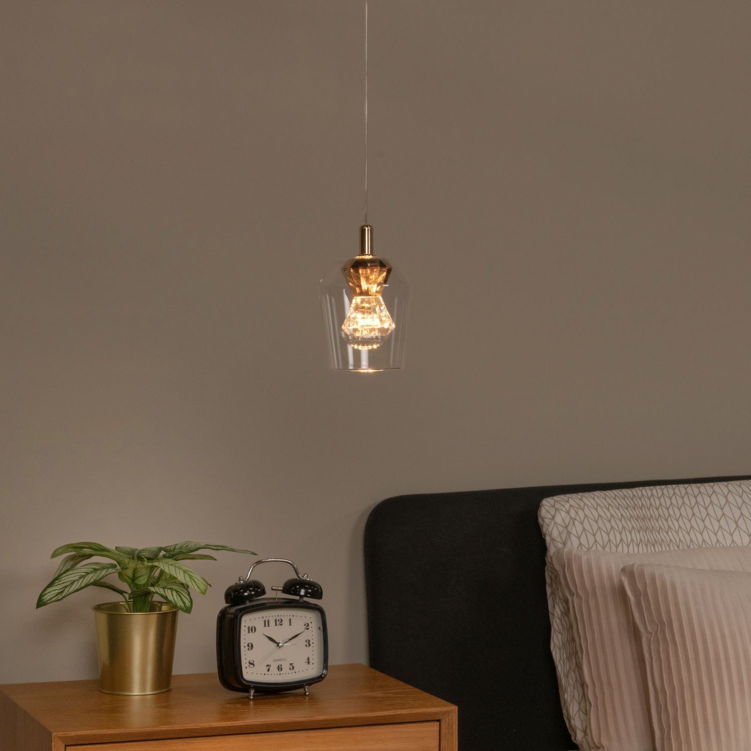 LED Hängelampe Glas Gold Ø13 cm 2700 K elegante hängende lampe, glaslampenschirm, glühbirne, zimmerdekoration, wecker