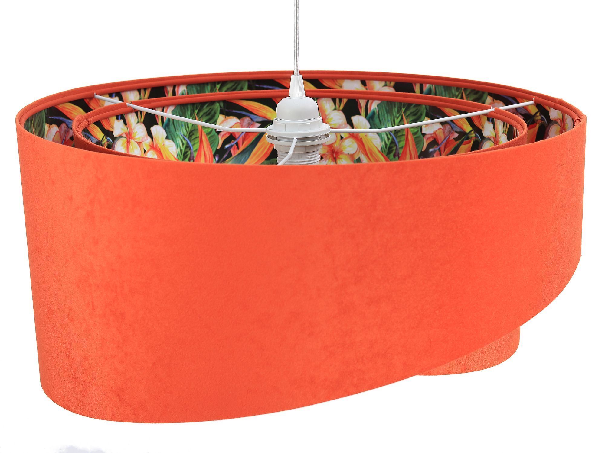 Wohnzimmer Hängelampe Orange Bunt Stoff rund Ø50cm