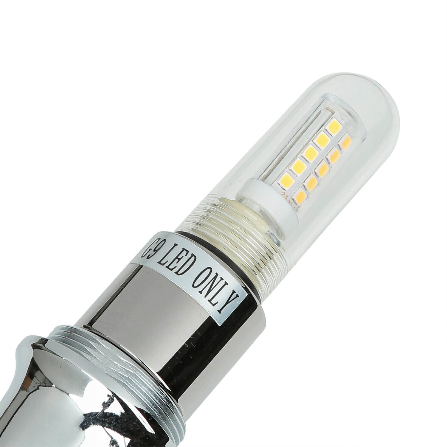 Designer Badleuchte LED aus Messing Glas IP44 in Chrom Licht, Rauchrohr, Medikamente, Pille