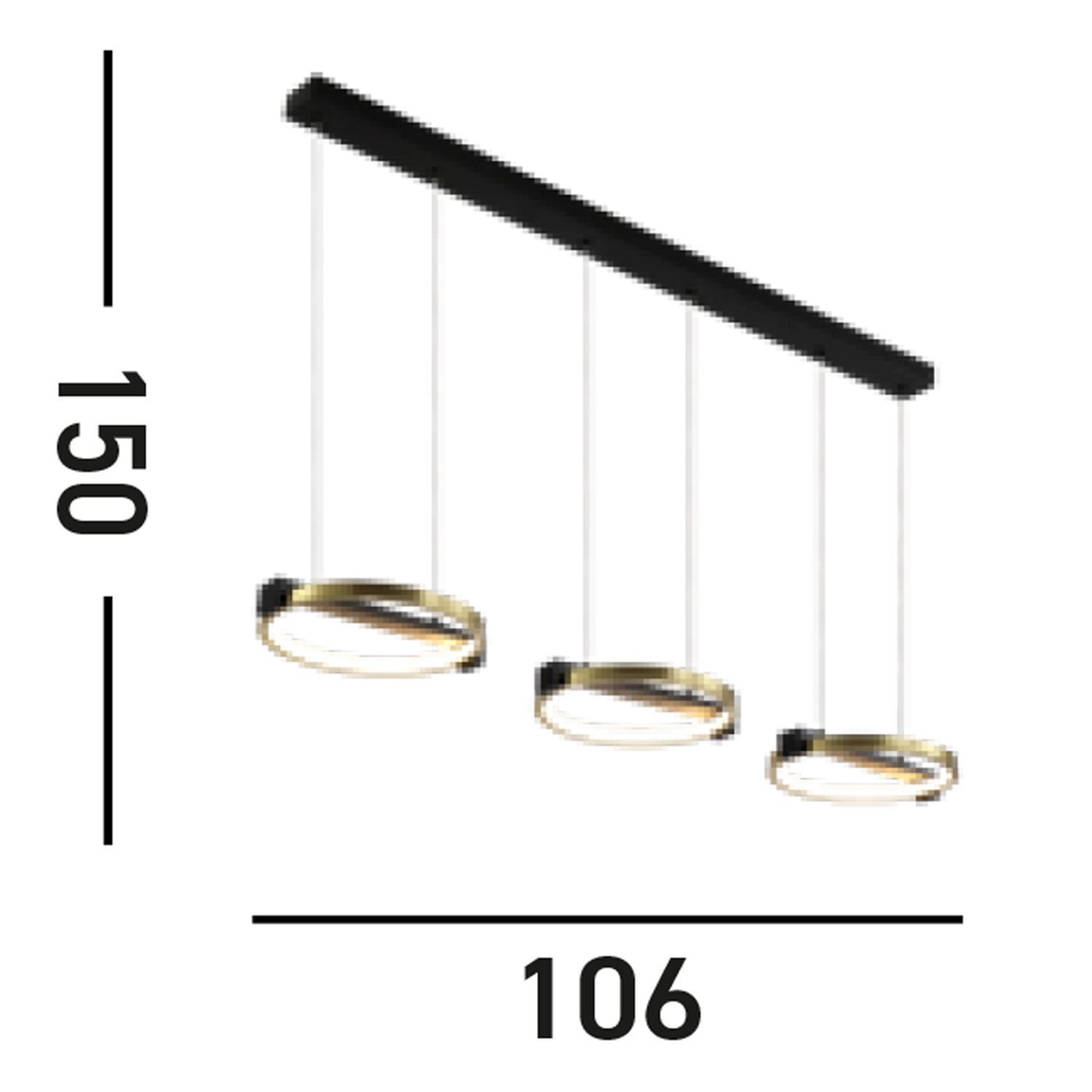 LED Hängelampe Eisen in Schwarz Gold 106 cm lang 35 W