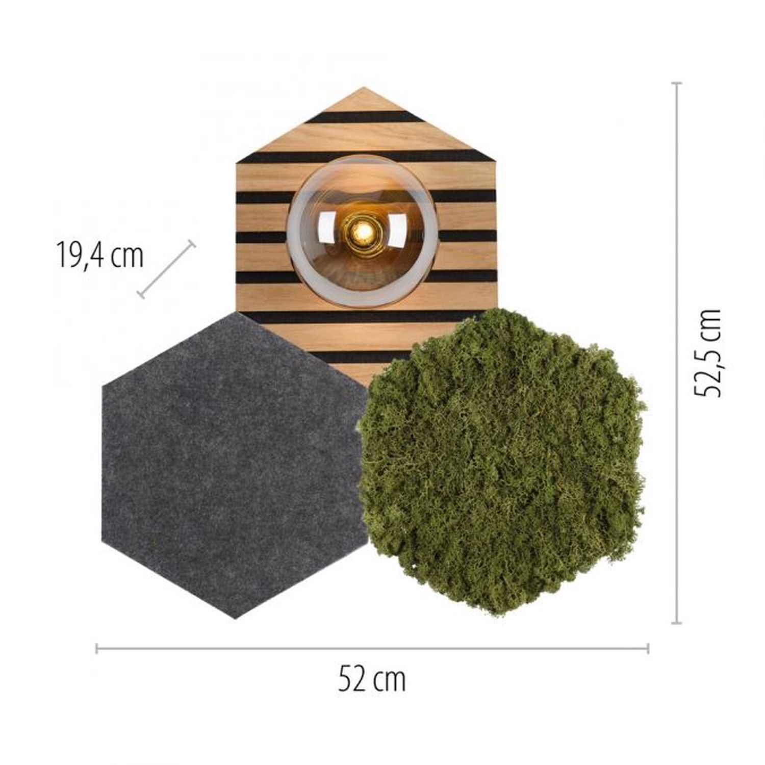 LED Deckenleuchte Filz Eiche Moos Rauchglas G9 blendarm Moos, Pflanze