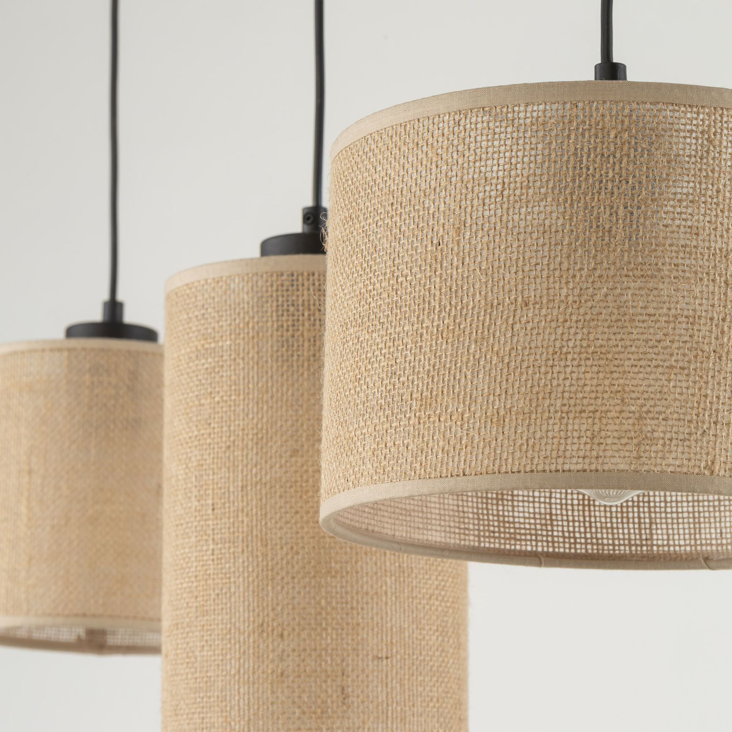 Pendelleuchte 3-flammig Stoff Metall L: 79 cm E27 Boho