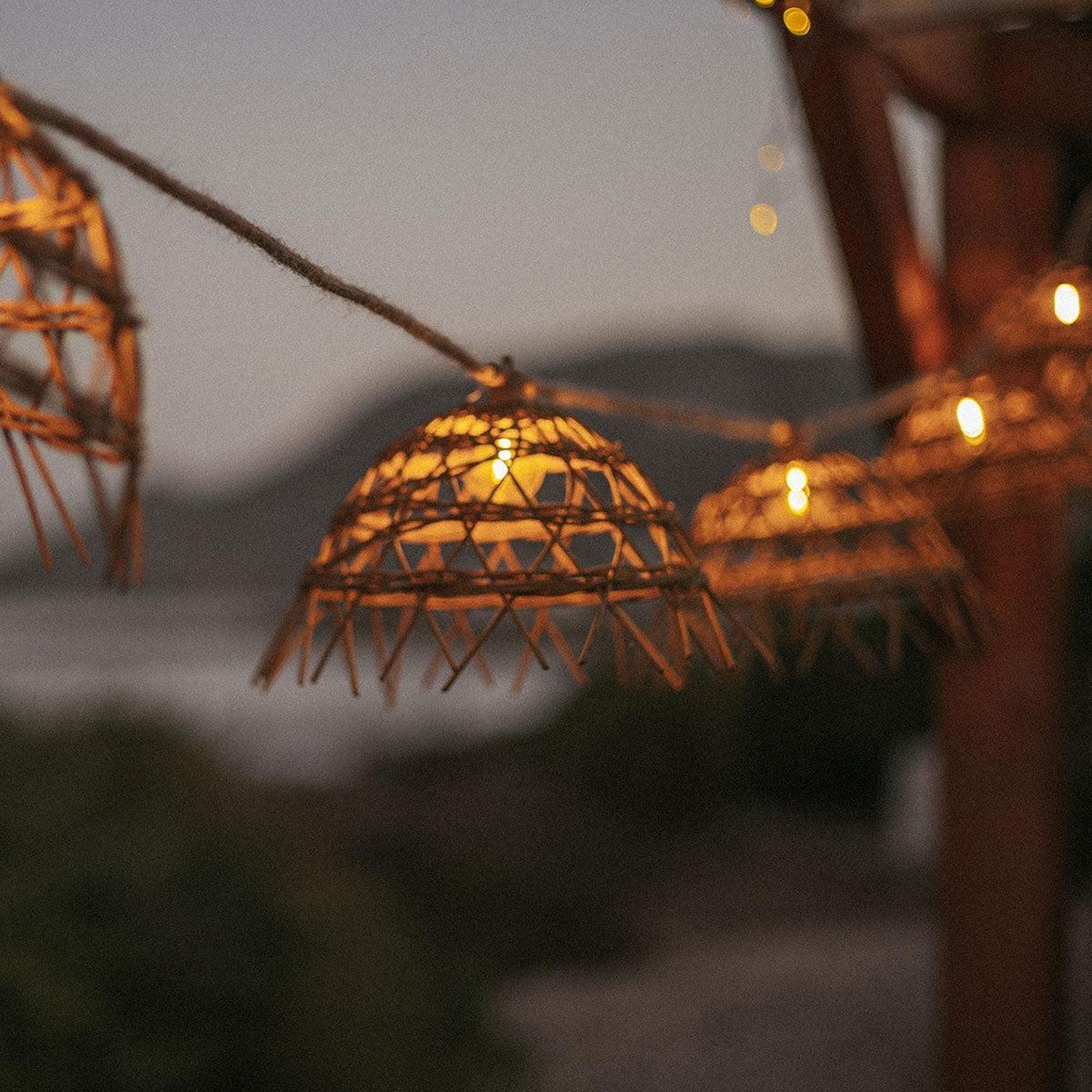 Solarlichterkette LED 1800 K 5 m lang Jute Naturfaser Lampe