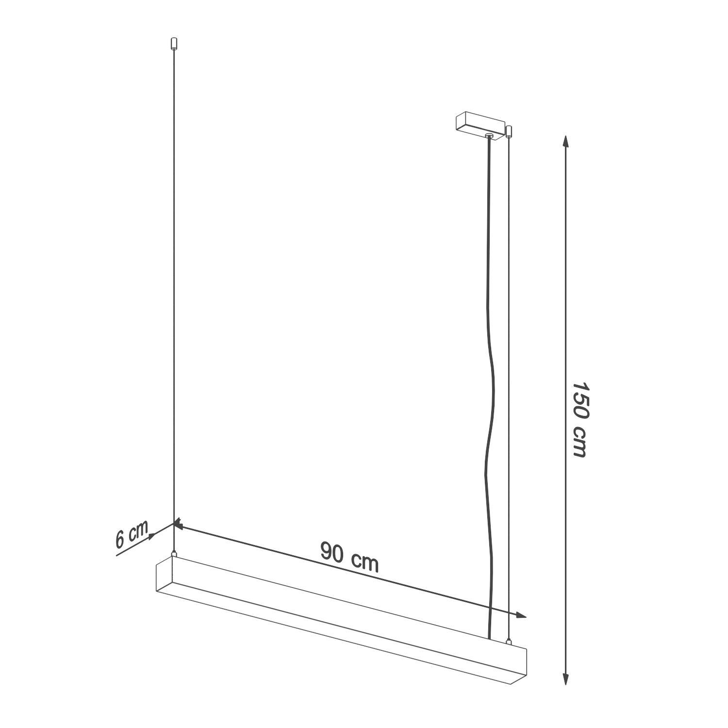 LED Hängelampe Metall Weiß B: 90 cm 3000 K 3120 lm schmal