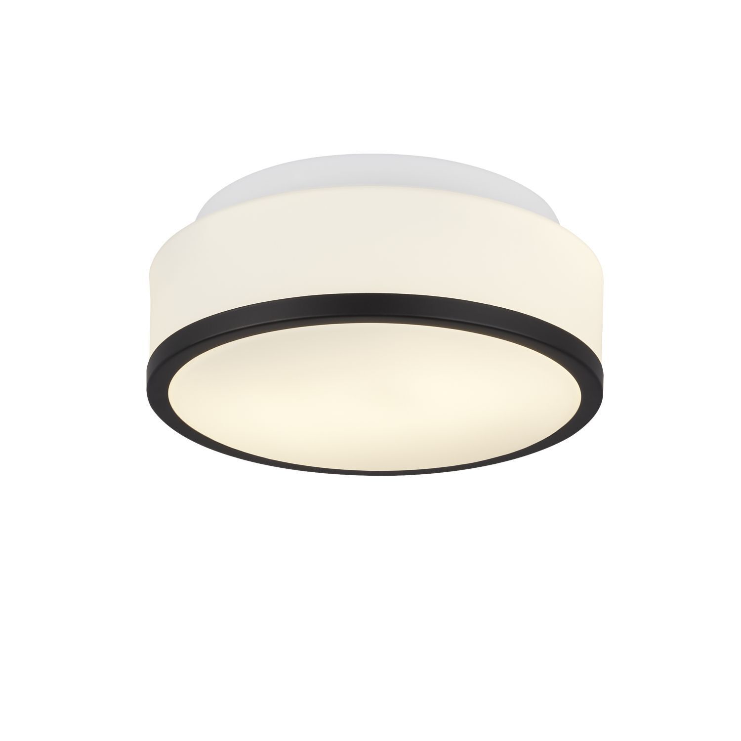 Badezimmerleuchte Decke Ø 23 cm rund Glas Weiß Schwarz IP44