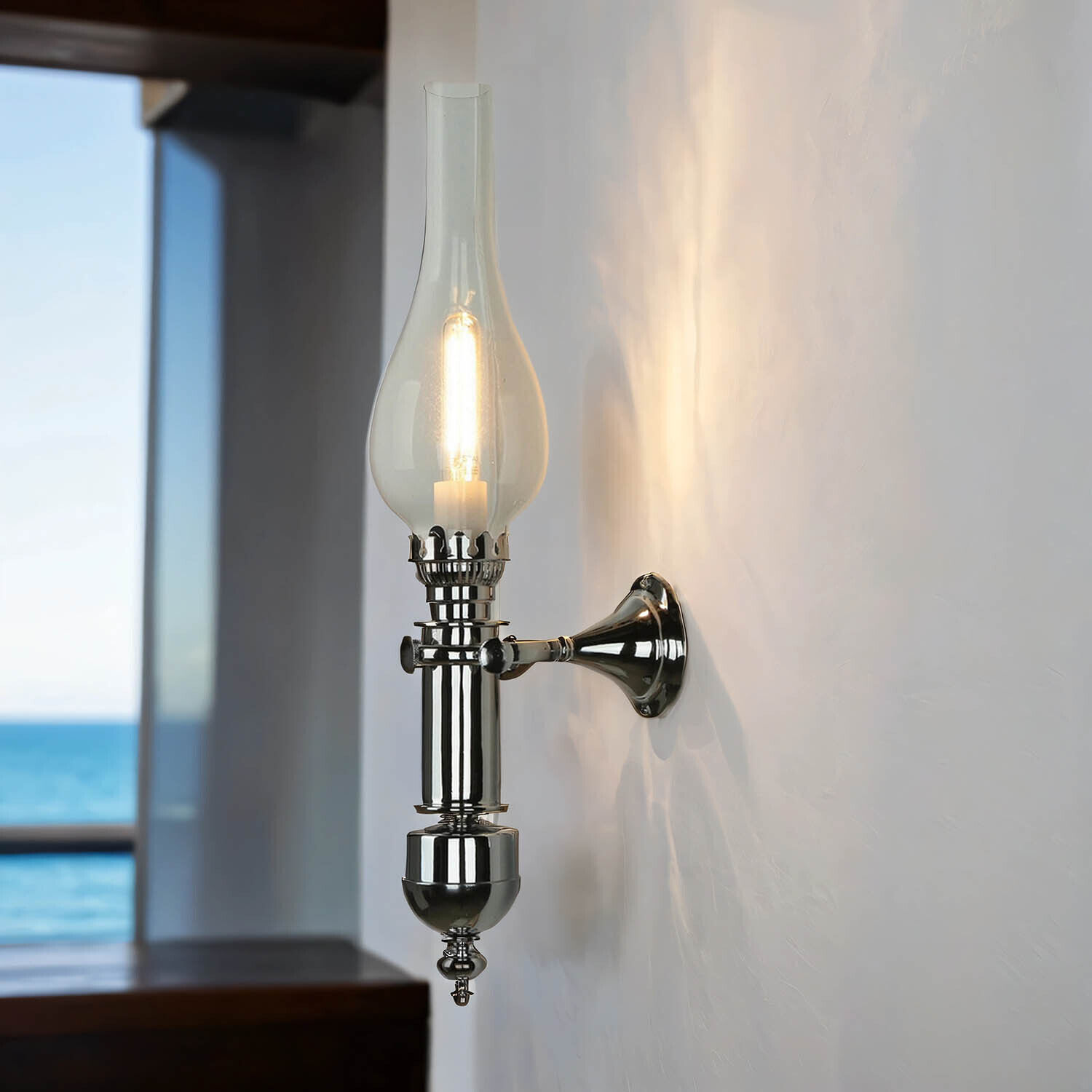 Stilvolle Wandlampe GRETA Chrom Jugendstil Bad Flur
