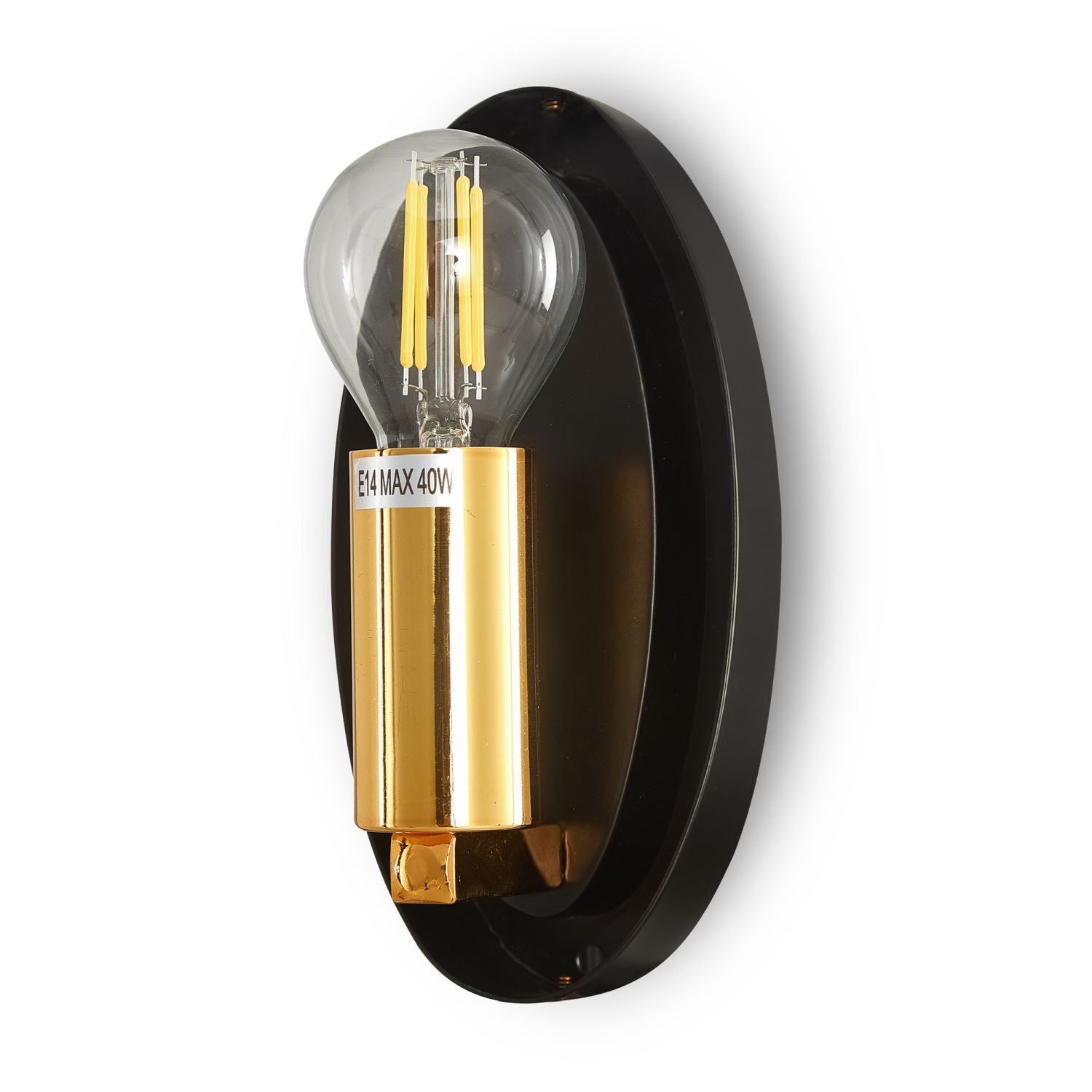 Wandleuchte Metall Glas E14 H: 27,5 cm in Gold glänzend