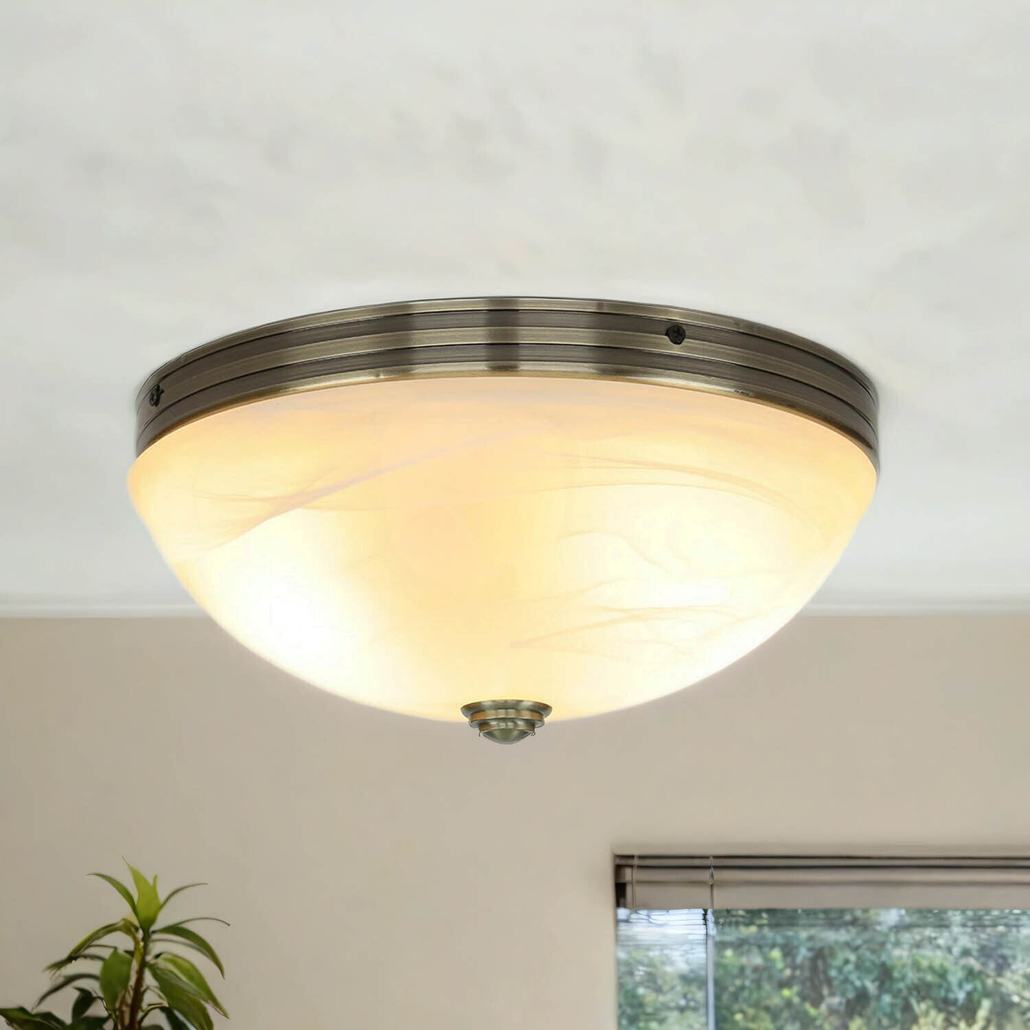 Jugendstil Deckenlampe Glas 2xE27 Ø31cm ORCHIDEA