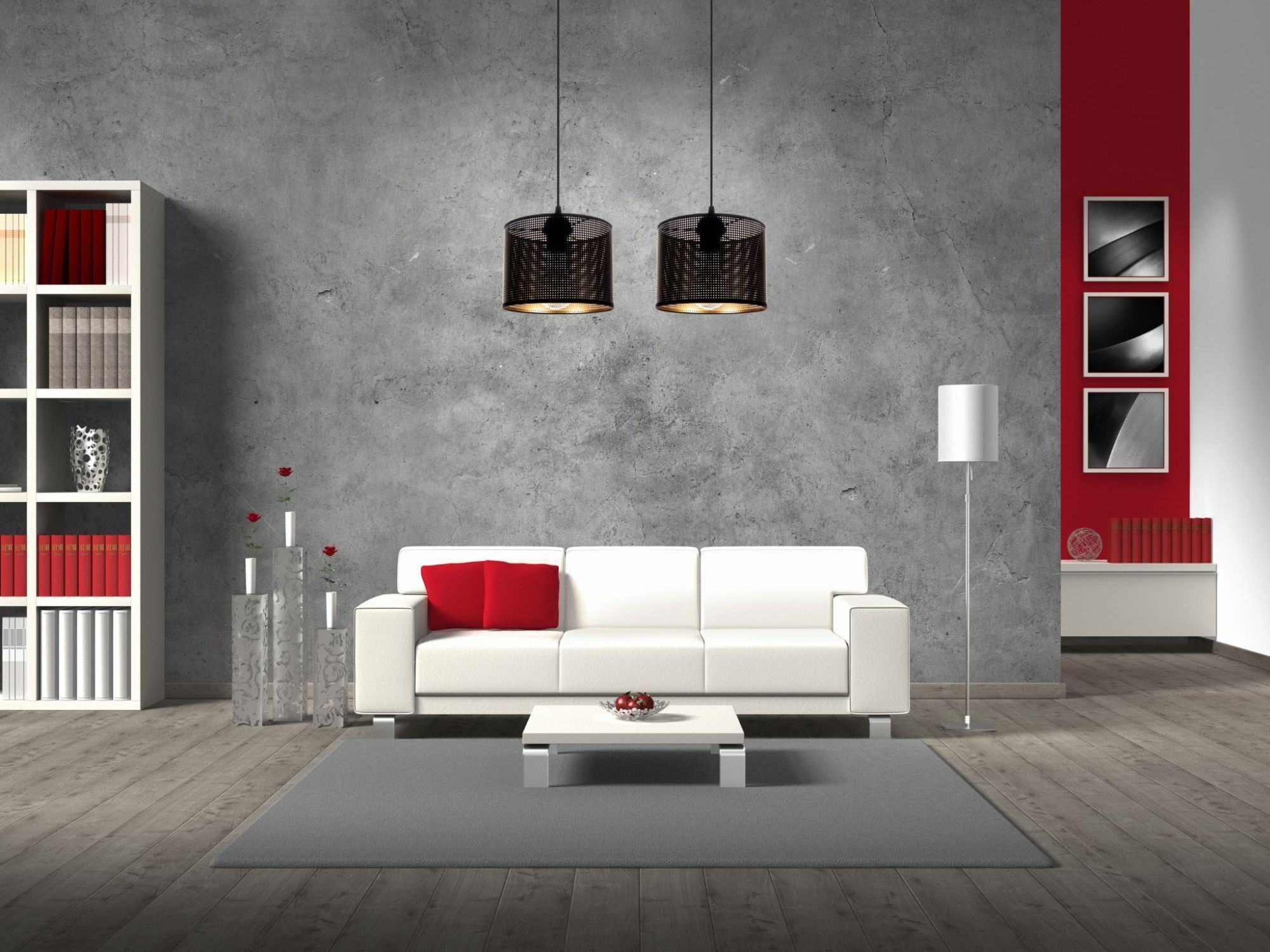 Pendelleuchte Metall Schwarz Gold E27 2-flmg 50 cm lang Wohnzimmer, Innenarchitektur, Lampe, Couch, Dekoration für Zuhause